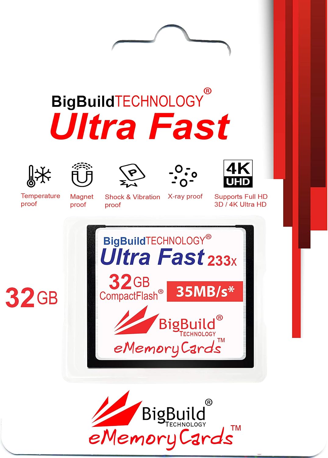 BigBuild Technology 32GB 35MB/s 10D/20D/30D/40D/50D/1D/1Ds/5D/5Ds/7D eMemoryCards Ultra Fast CompactFlash memory card