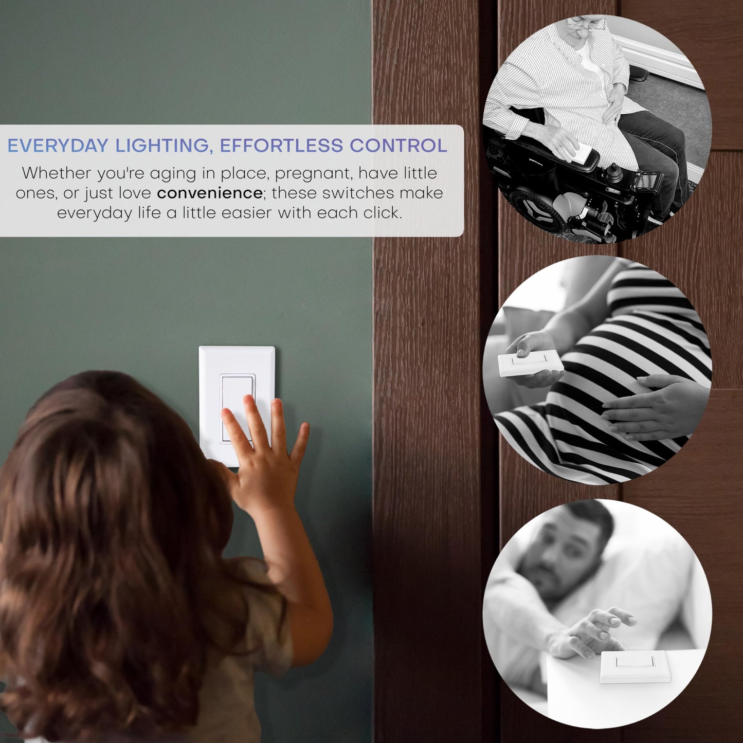 RunLessWire 3-Way Self-Powered Wireless Light Switch & Receiver Kit, No Wires, Batteries or WiFi Needed for DIY Home Electrical, 2 Remote Switches & 1 5amp Relay - White