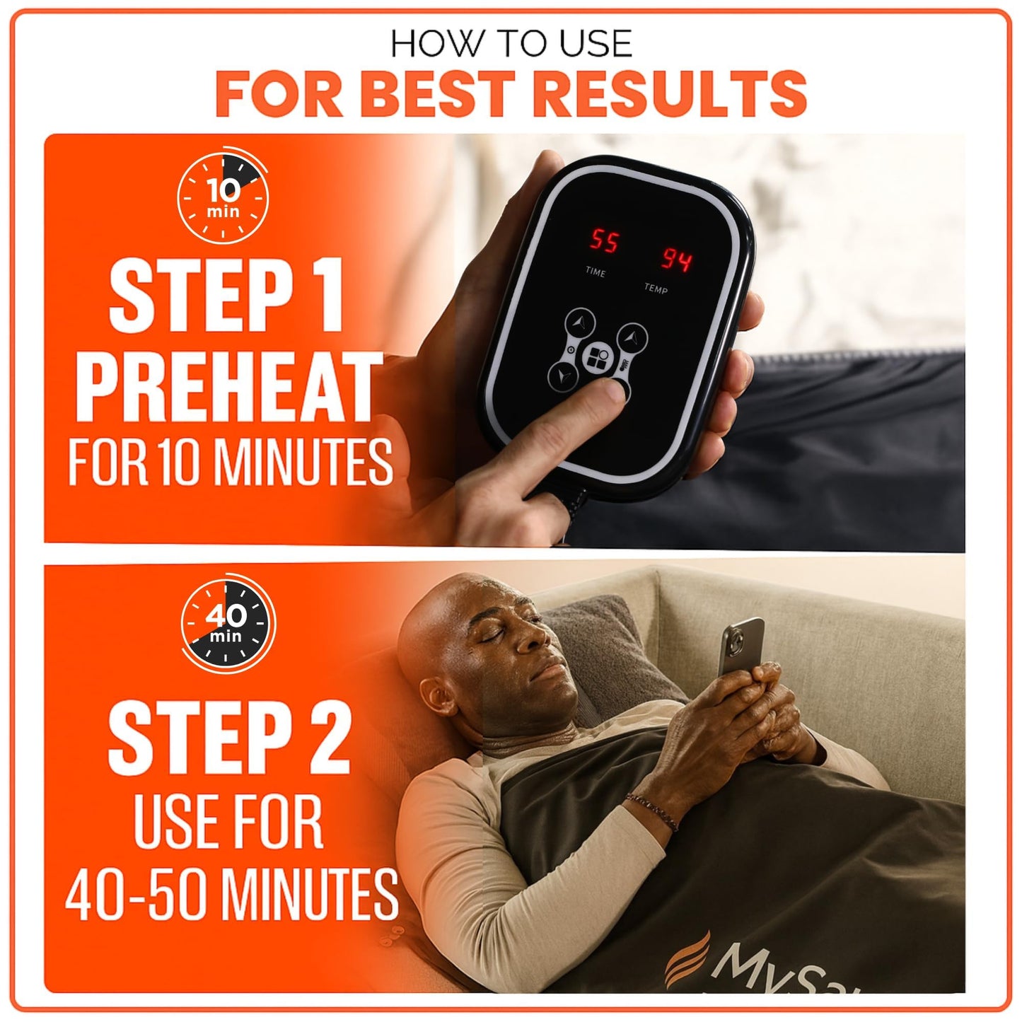MySauna XL Infrared Sauna Blanket | Fits Him & Her | Fast Sweat, Sauna Bag Reaches 176°F | At-Home Sauna Blanket for Detox & Relaxation | Size 6.2 x 3 ft | Includes Carry Bag & Upgraded Control Panel