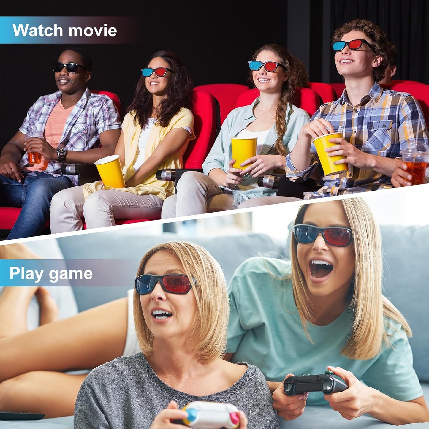 10pcs 3D 3D 5.7 Inch MECCANIXITY Red Blue Viewing Glasses, Plastic Movies Glass for TV Anaglyph Stereoscopic Projection