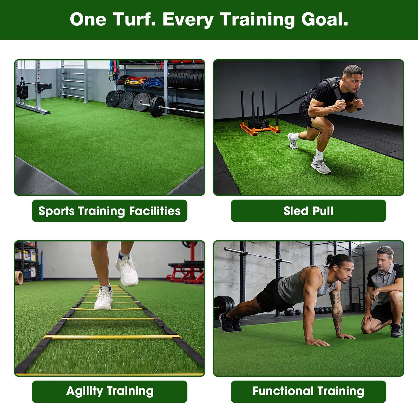 Yescom Sports Sled Strips Turf Gym Turf Flooring for Weight Sled Push Gym Equipment Outdoor Indoor Use 33'x3'(100 Sq.Ft) 1.38" H