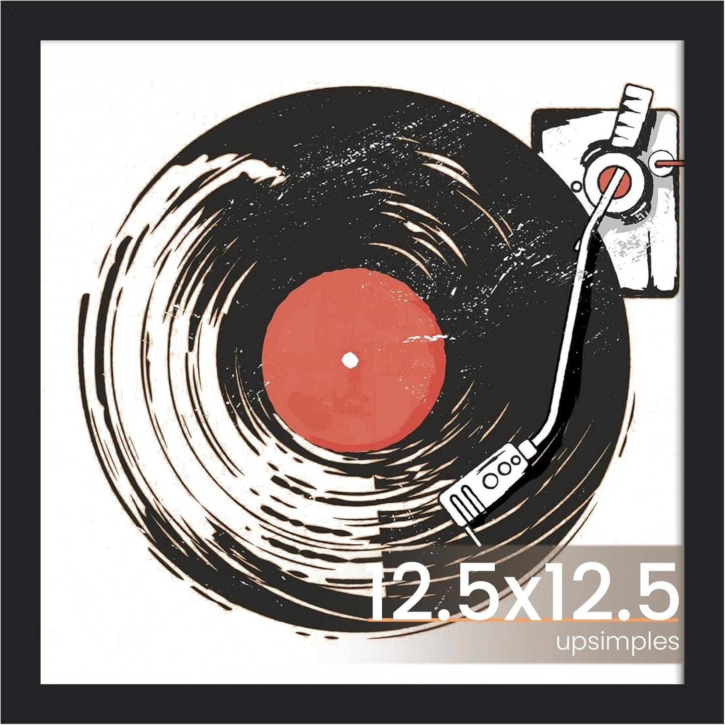 Upsimples Vinyl Record Frame - Display 10x10 Pictures or 12.5x12.5 Album Covers - Black, 1 Pack