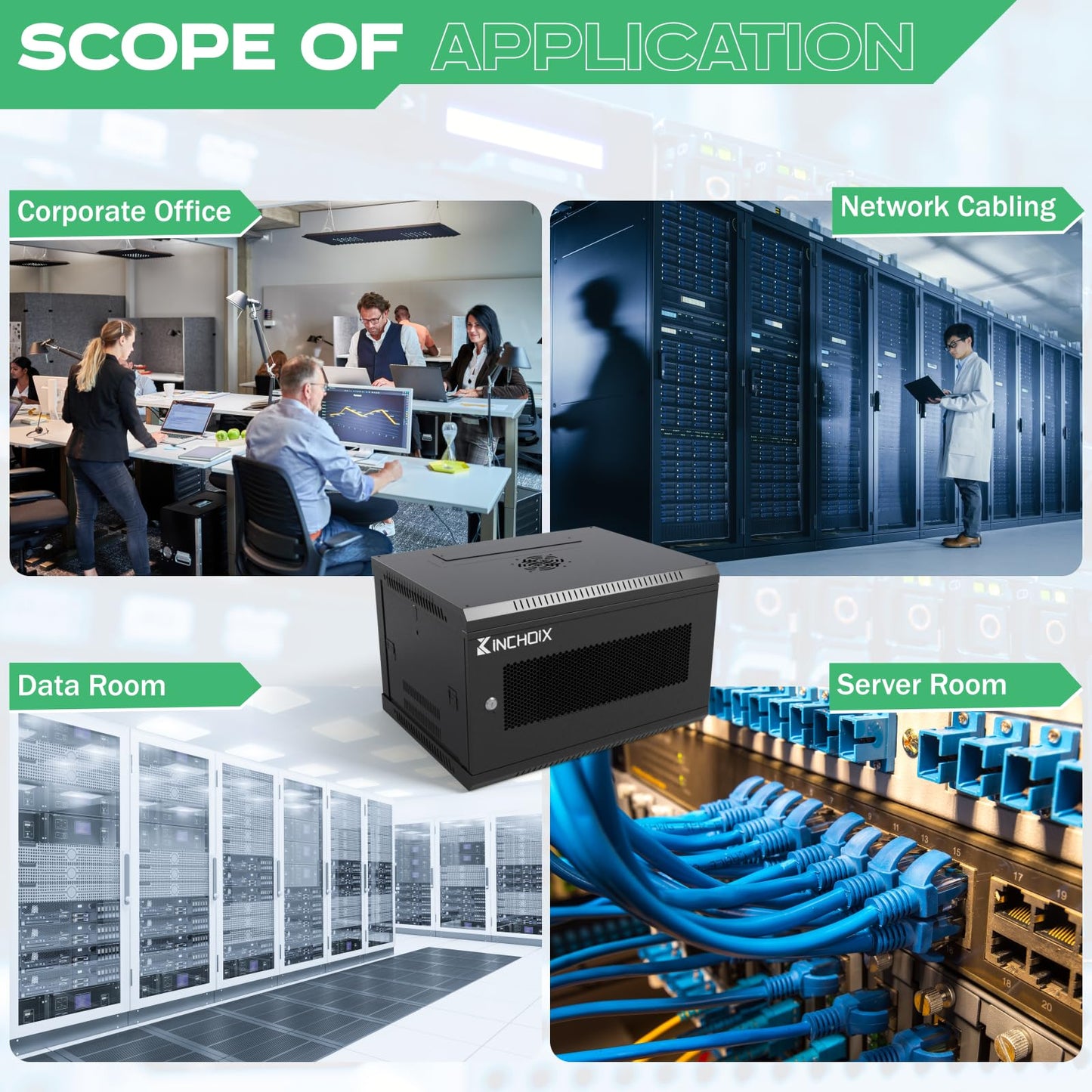 Kinchoix 6U Server Cabinet Wall Mount Network Rack Enclosure Cabinet Enclosure for Computer Data Networking Electronic Equipment, Removable Side Panels 14.5in Depth