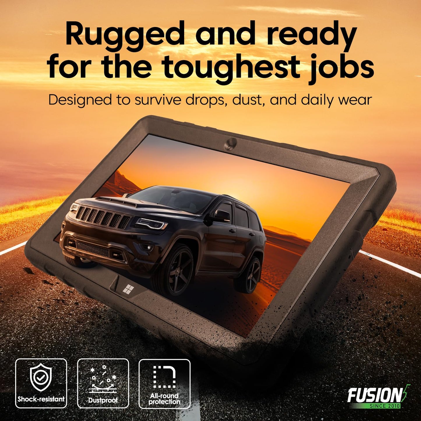 Fusion5 Built in USA 10.1” Windows 11 Professional Rugged Tablet PC - 12GB RAM 512GB SSD, Intel 13th Gen, Full HD Windows Tablet Computer, USB C, HDMI - 2 Year Full Warranty with Accidental Damage