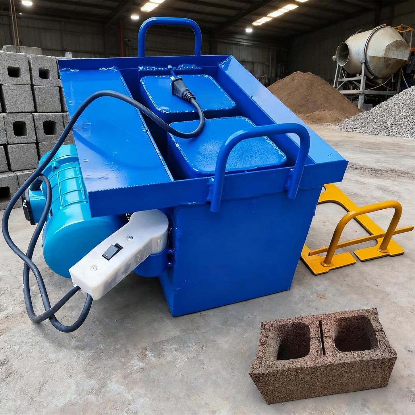Eastnmythet Cement Block Forming Machine, Hollow Block Making Machine, DIY Soil Brick Maker for Garden, Walkway, 45s Fast Forming 400x200x200mm