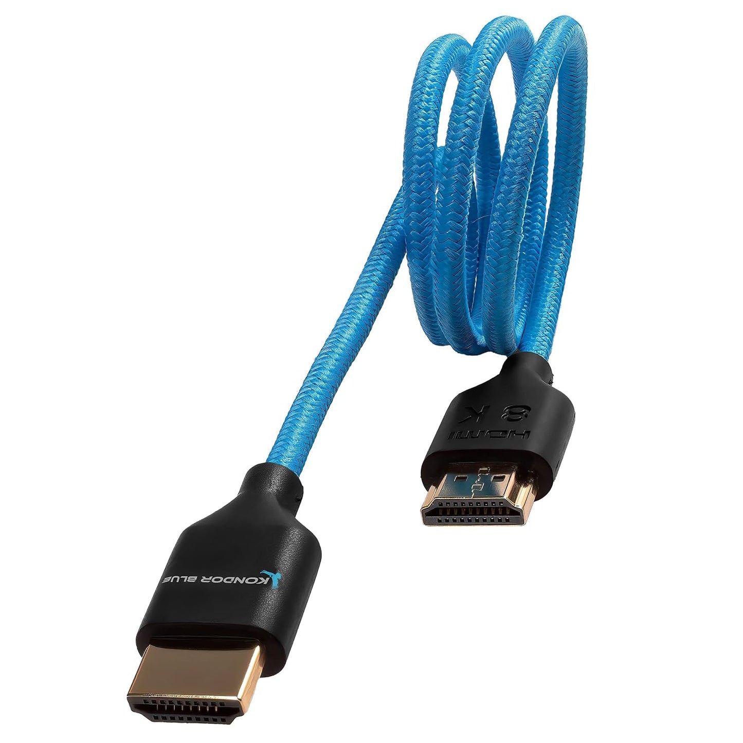 2' 2.0 4K 60Hz 18Gbps, 3D, KONDOR BLUE | Full HDMI Straight Braided Cable | Type A Male to Male, HDR, Reinforced |