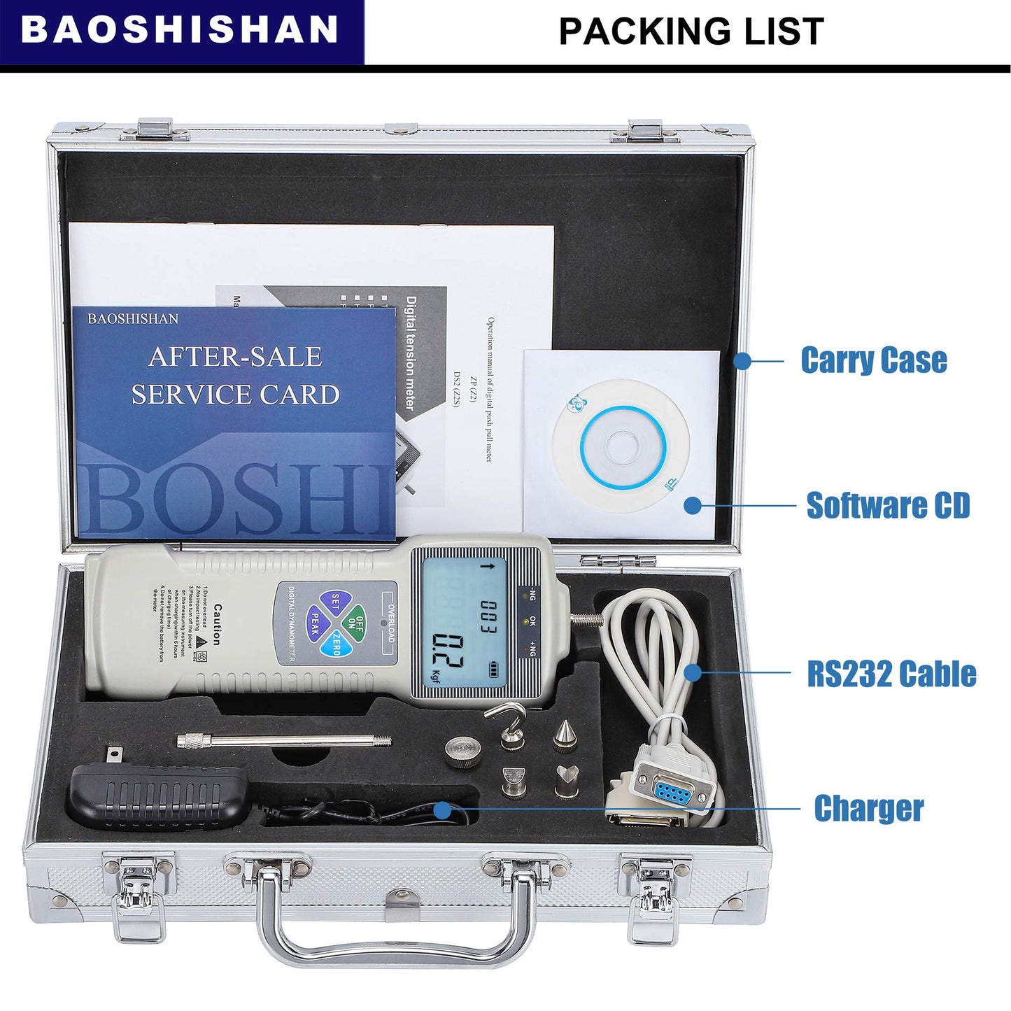 BAOSHISHAN ZP-50N Digital Force Gauge Push Pull Gauge with Output Function