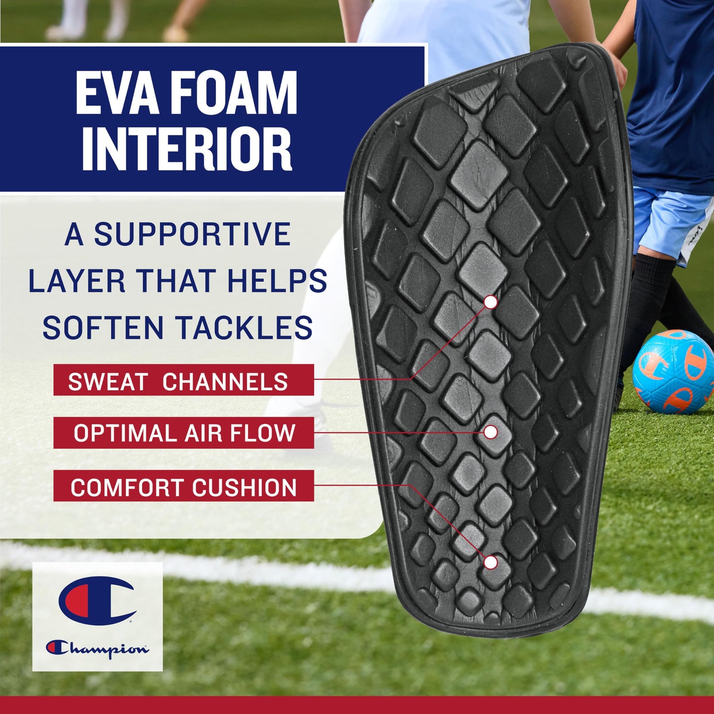 Champion Defender Elite Youth Soccer Shin Guards (S/M, Black), Slip-in Curved Plastic Plate and EVA Foam Interior for a Contoured Fit, for Boys/Girls Soccer Game