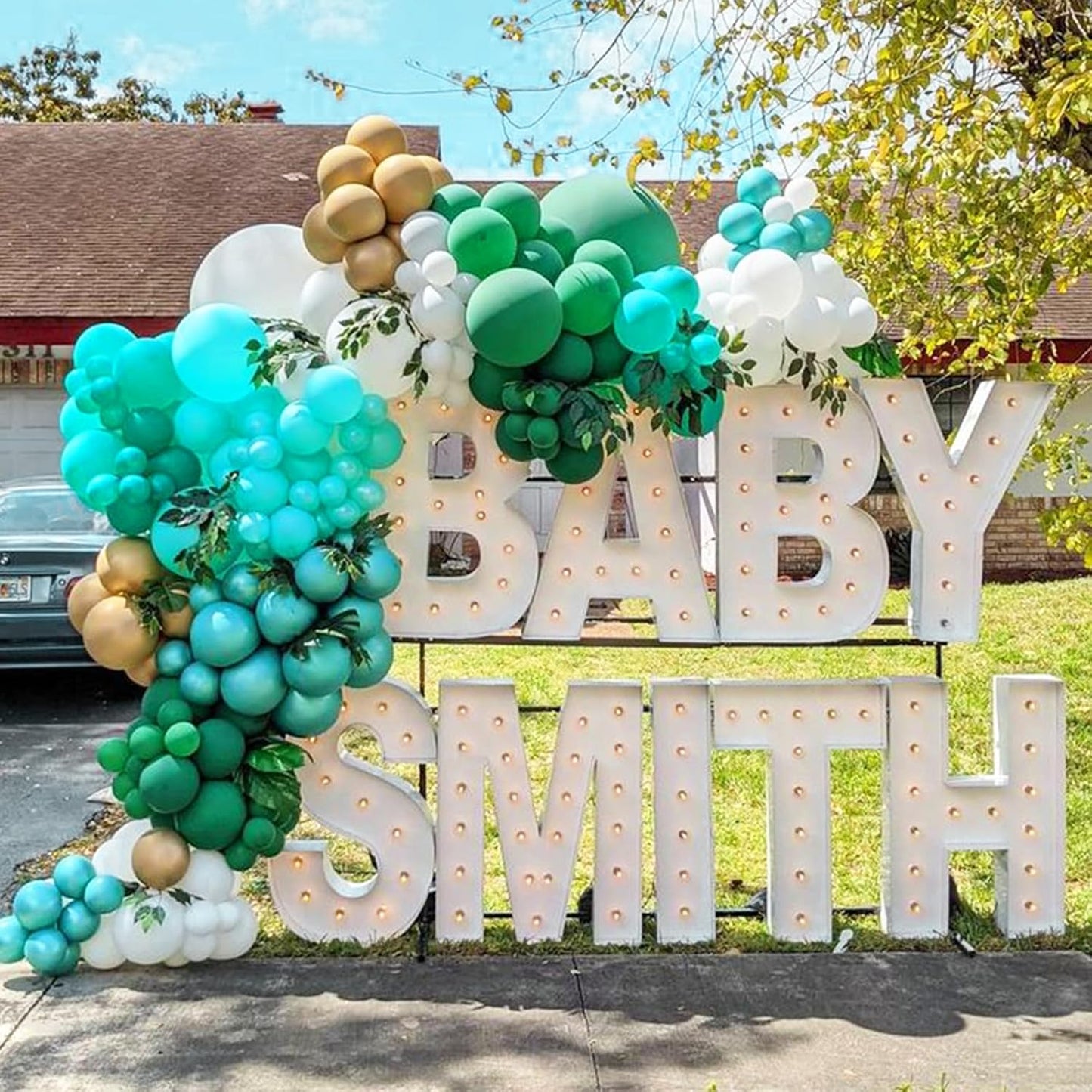 RUBFAC Green Balloon Garland Arch Kit - 138pcs Latex Balloons in Various Sizes for Birthday, Graduation, Baby Shower & Wedding Decor