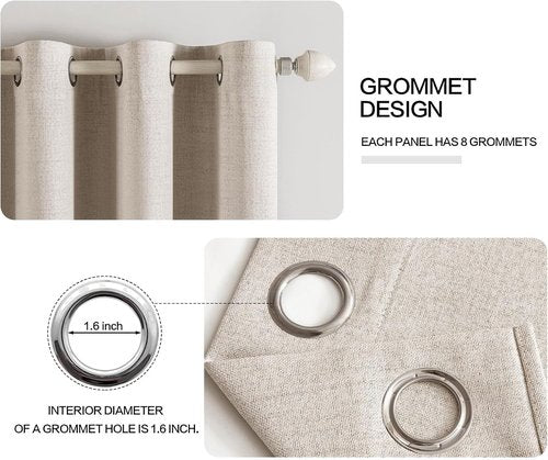 MIULEE 90-Inch Linen Textured Blackout Curtains - Thermal Insulated Grommet Drapes for Bedroom & Living Room | 52 x 90 Inch (2 Panels)