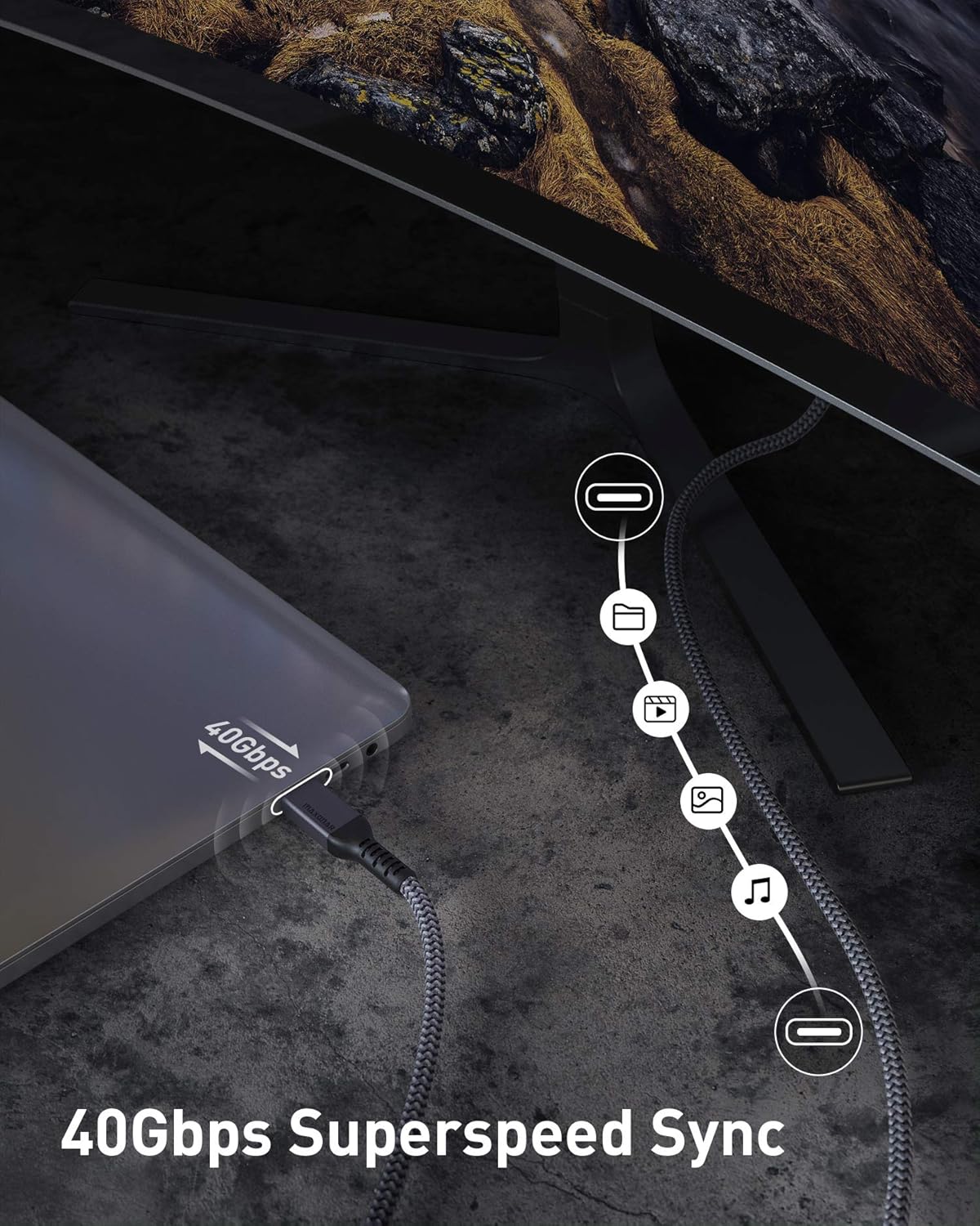10FT 4 40Gbps 240W 8K/5K 2026 Maxonar Long Thunderbolt Cable, Sync, Charging, Display, All-in-One Cable Replaces