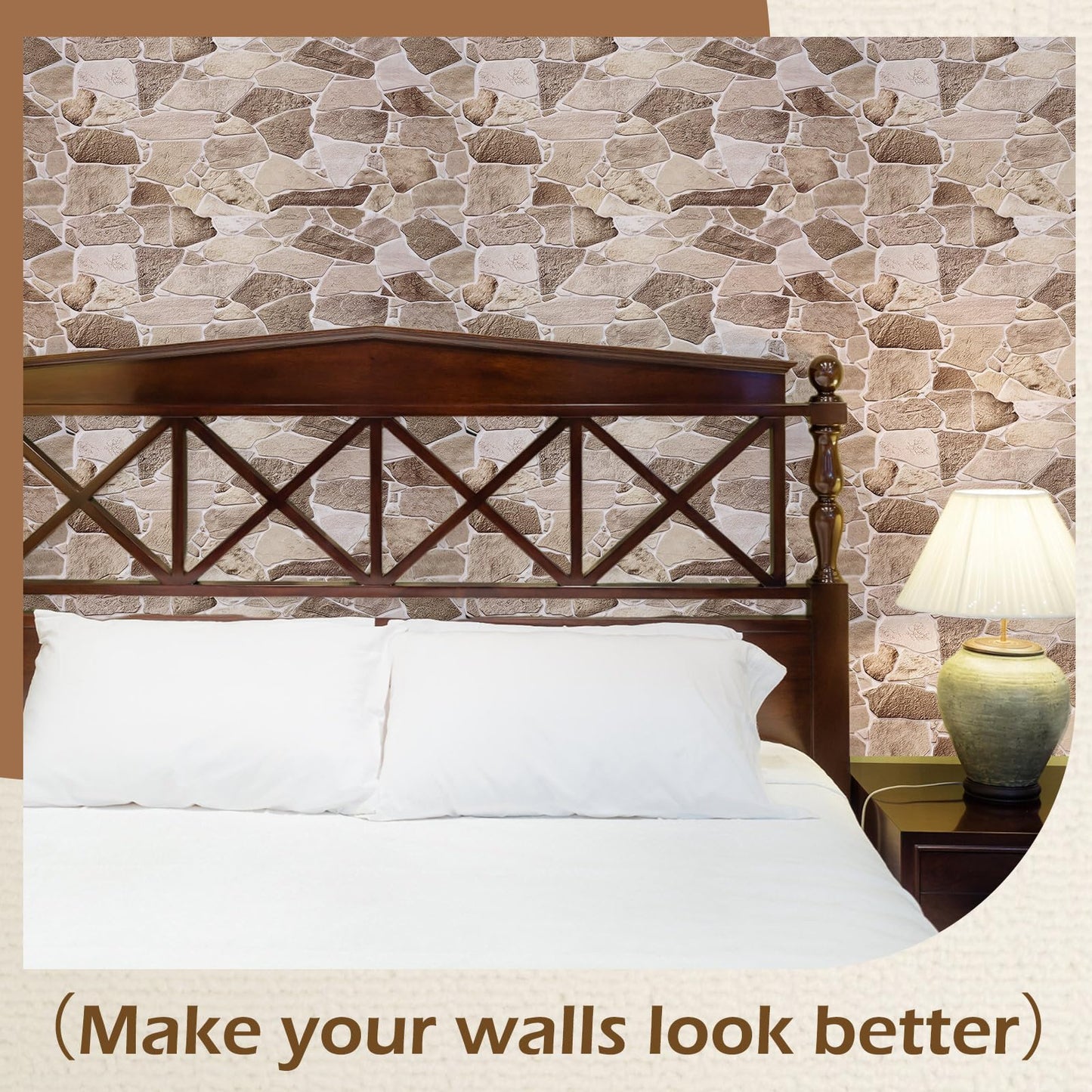 12 Pack 38.6" x 18.9" Peel and Stick 3D Faux Stone Wall Panels PVC Lightweight Decorative Wall Tiles for Interior Accent Walls Living Room TV Background Fireplace Surround-Covers 55.6 Sq ft (5.16m2)