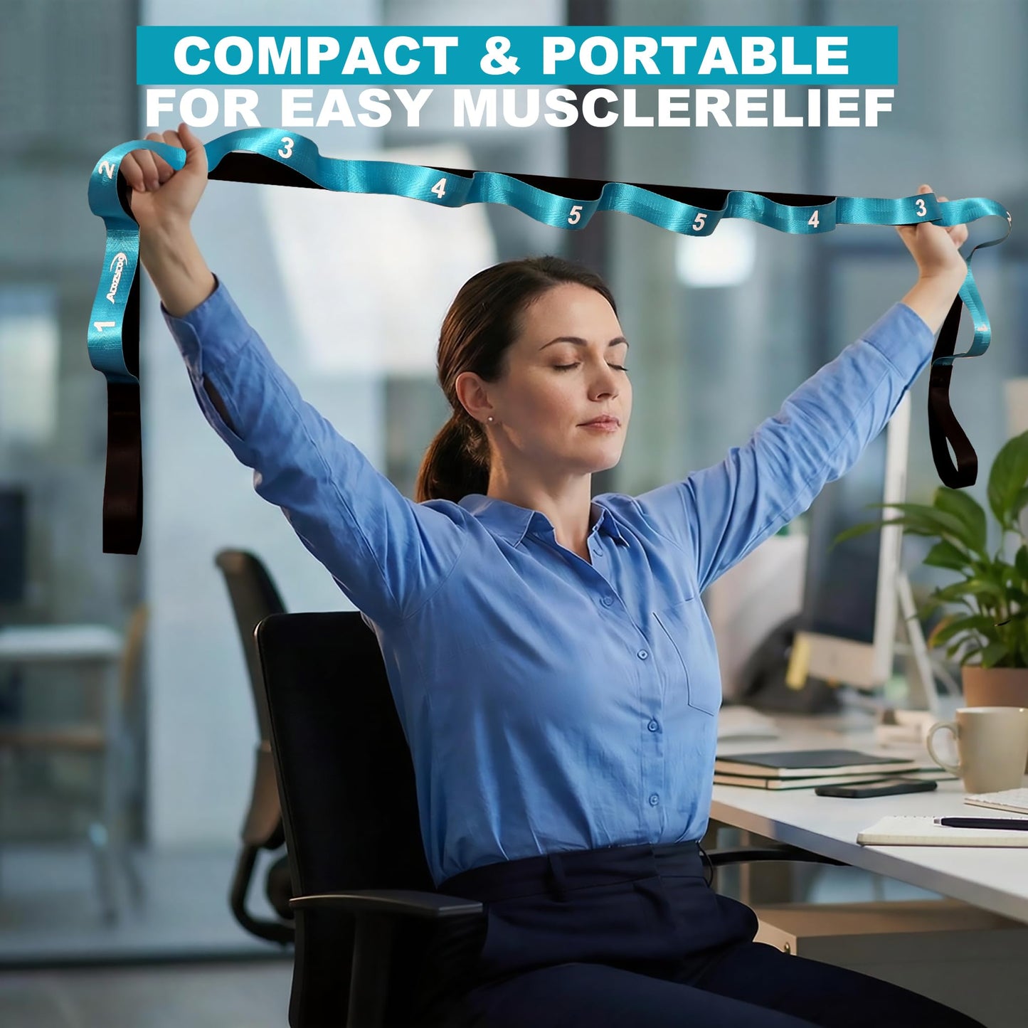 Acozycoo Stretching Strap with Loops for Physical Therapy,Yoga Strap for Stretching,Home Workout,Pilate & Flexibility Training,Non-Elastic Exercise Stretch Band for Hamstring,Leg Stretcher Belt,Flexibility Fascia (Blue)