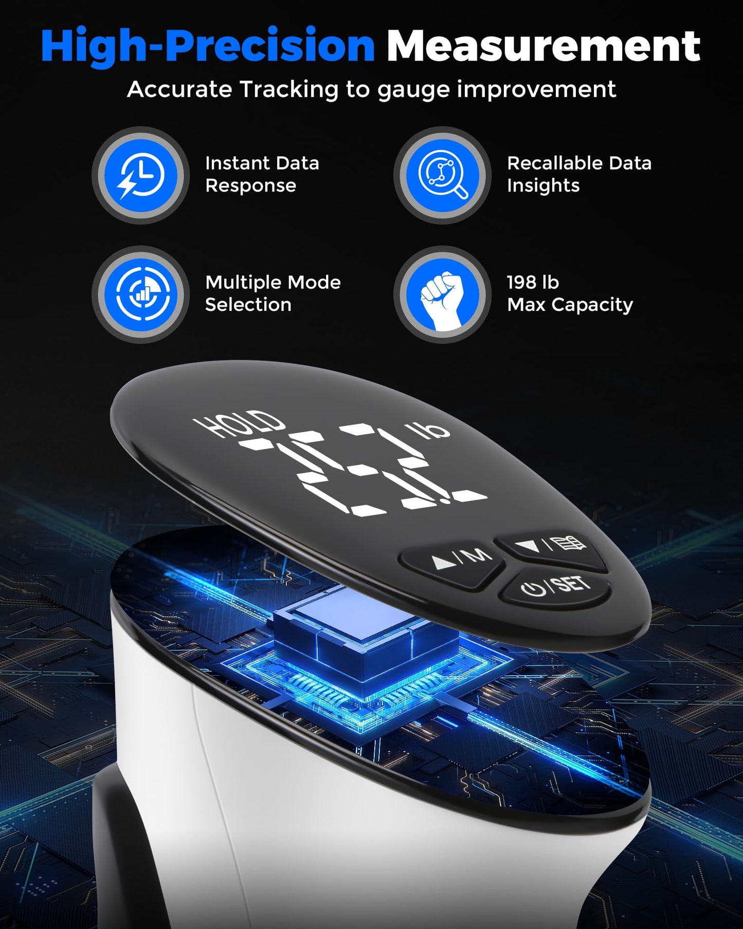 Hand Grip Strength Tester Dynamometer: Digital Electronic Measure Gripper Trainer Muscle Grips Strengthener Test Meter Handgrip Pressure Measurement Device - Handheld Squeeze Force Gauge Dynometer