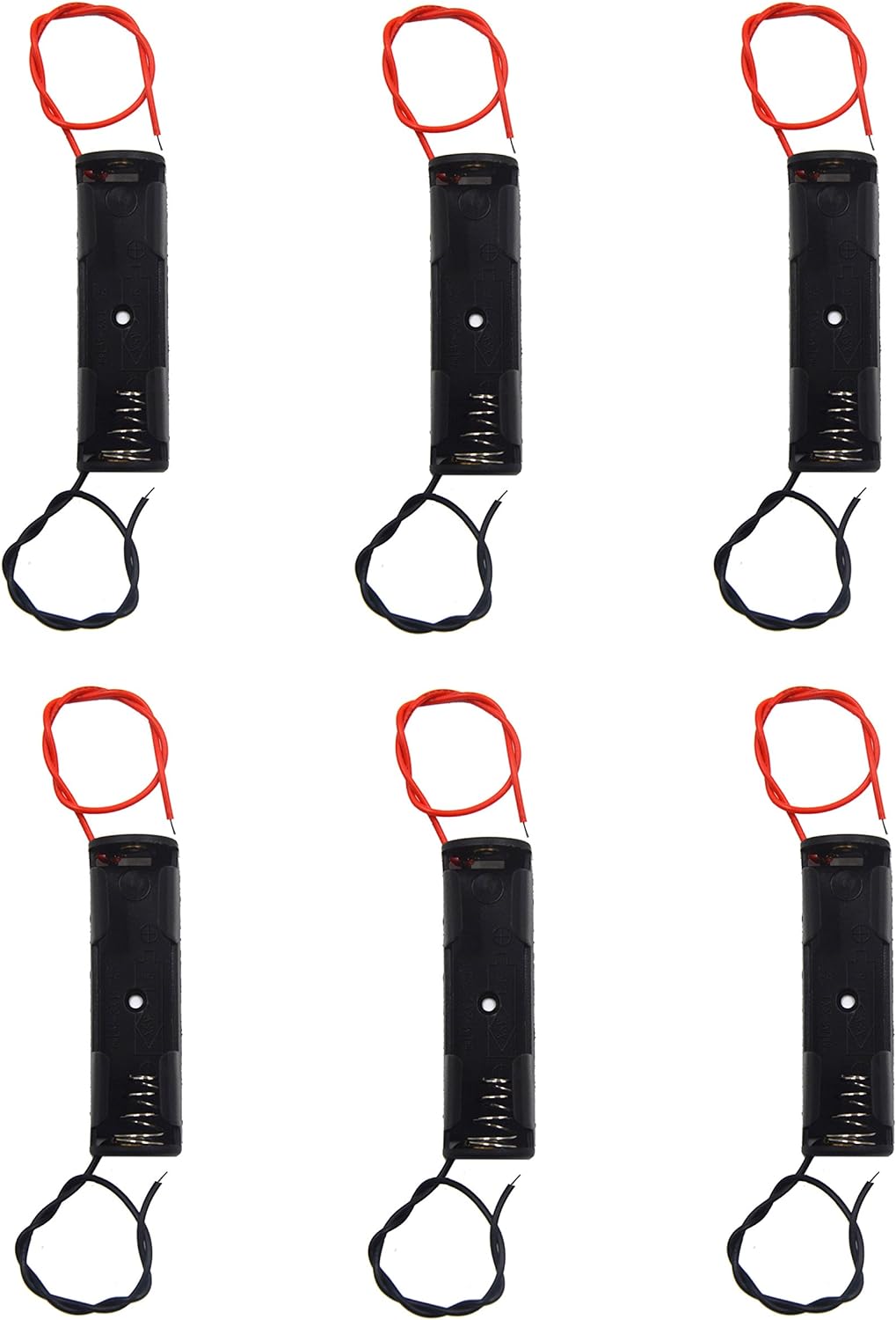 LampVPath (Pack 6) 1 1.5V of Single AA Battery Holder, X AA Battery Holder, AA Battery Holder with Leads Wires