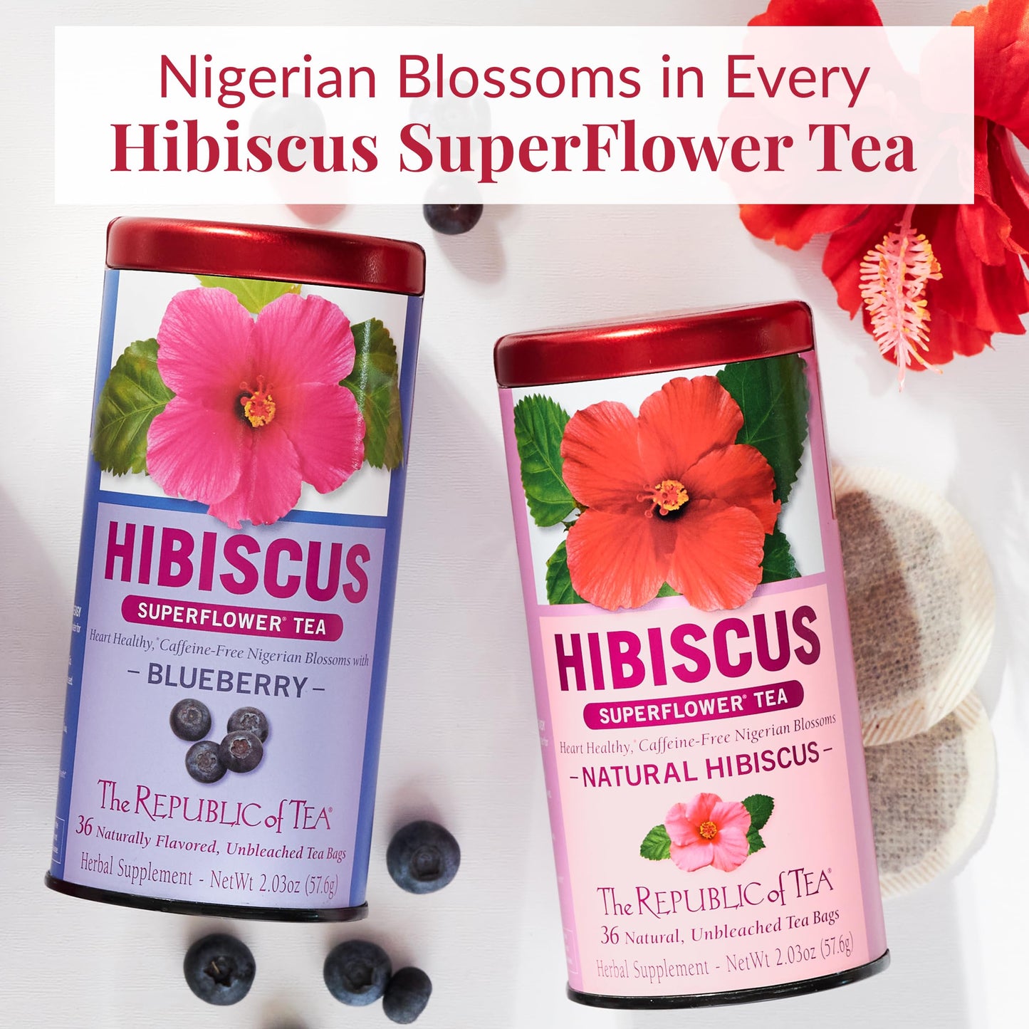 The Republic of Tea – Hibiscus Strawberry Tea, 36 Tea Bags, Herbal Blend, Caffeine Free, Gluten Free