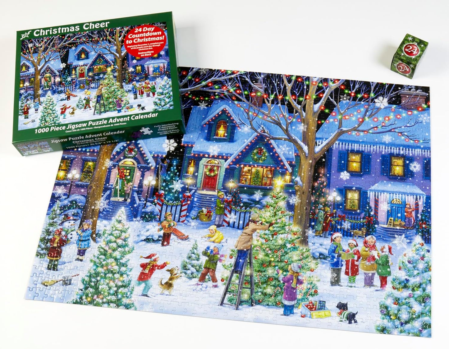 Vermont Christmas Company Advent Calendar Jigsaw Puzzle - 1000 Pieces for Year-Round Holiday Cheer