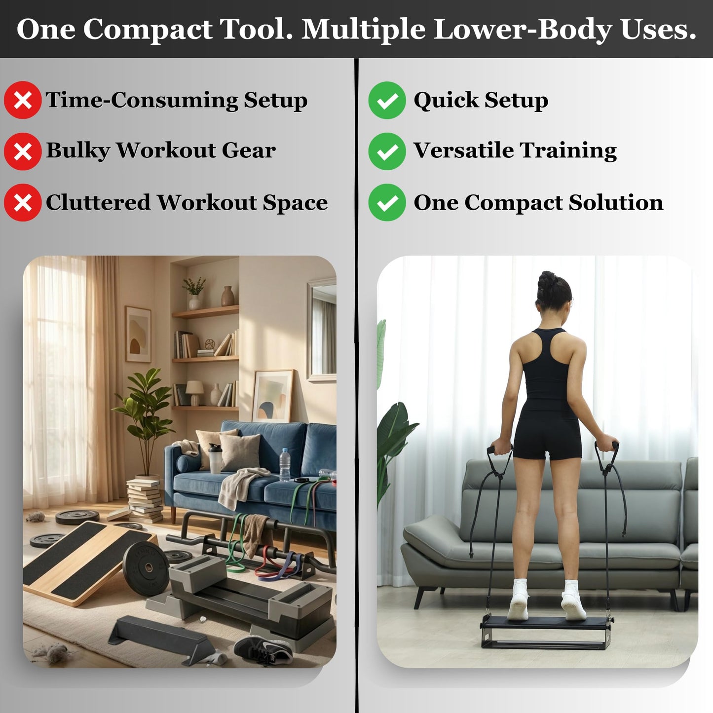 Calf Raise Block & Slant Board, Compact 3-in-1 — Height & Angle Adjustable Platform for Calf Raises, Heel-Elevated Squats, Knees Over Toes, Ankle Mobility & Calf Stretching, with Resistance Bands, 880 lbs