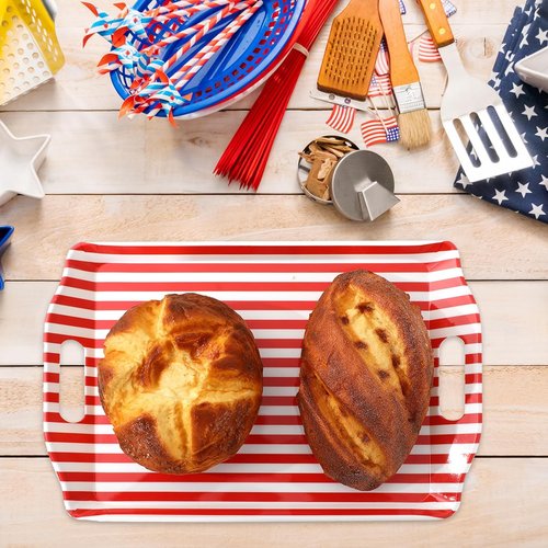 FYSUIMU Patriotic Serving Trays - 4 Pcs American Flag Design | 10 x 15 In for 4th of July Celebrations
