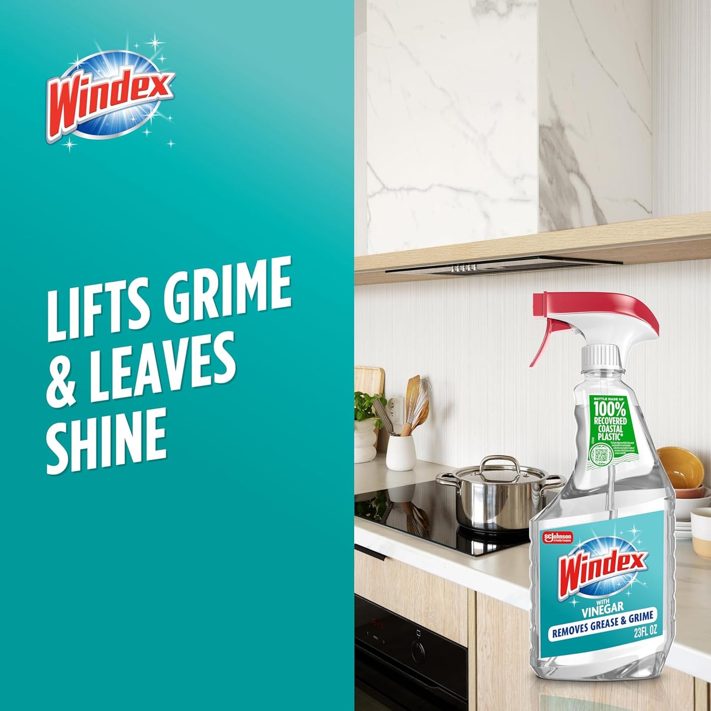 Windex Vinegar Glass Cleaner Spray - Prevents Leakage & Breakage | 23 Fl Oz Surface Cleaner