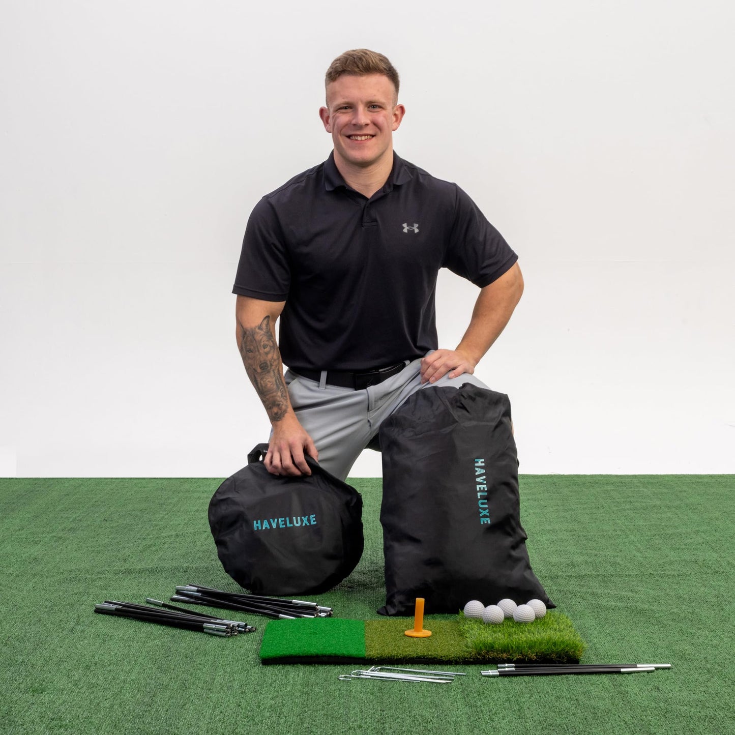 HaveLuxe Golf Hitting Net,Chipping Net,Tri-Turf Mat,Golf Hitting Aid,10x7FT Practice Net for Backyard Driving,Chipping Training,Target Mat Balls for Indoor Outdoor use,Gifts for Men Dad Him Golfer