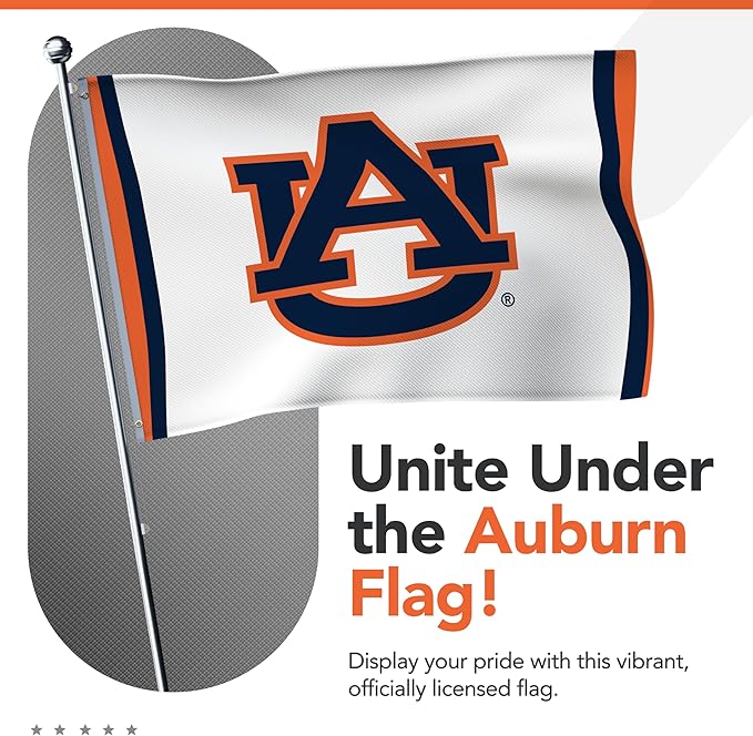 Auburn Tigers College Sports Printed Flag - NCAA Licensed - Nylon - School Banner (White) (3' x 5')