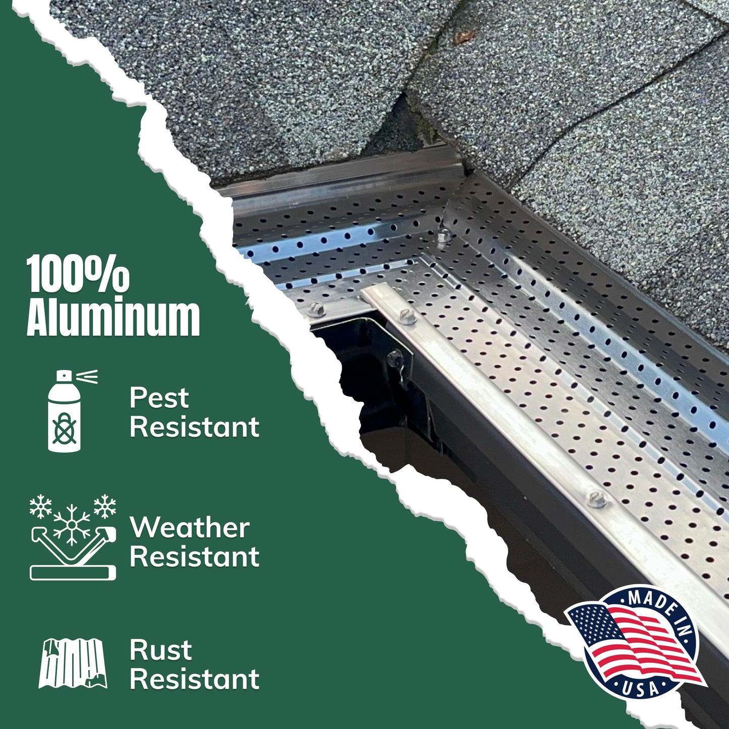 A-M Gutter Guard – Premium Heavy-Duty Lifetime Quality Aluminum - Leaf & Debris Protection, (5 Inch - 50 Feet, Mill Finish) - DIY Easy - Made in The USA