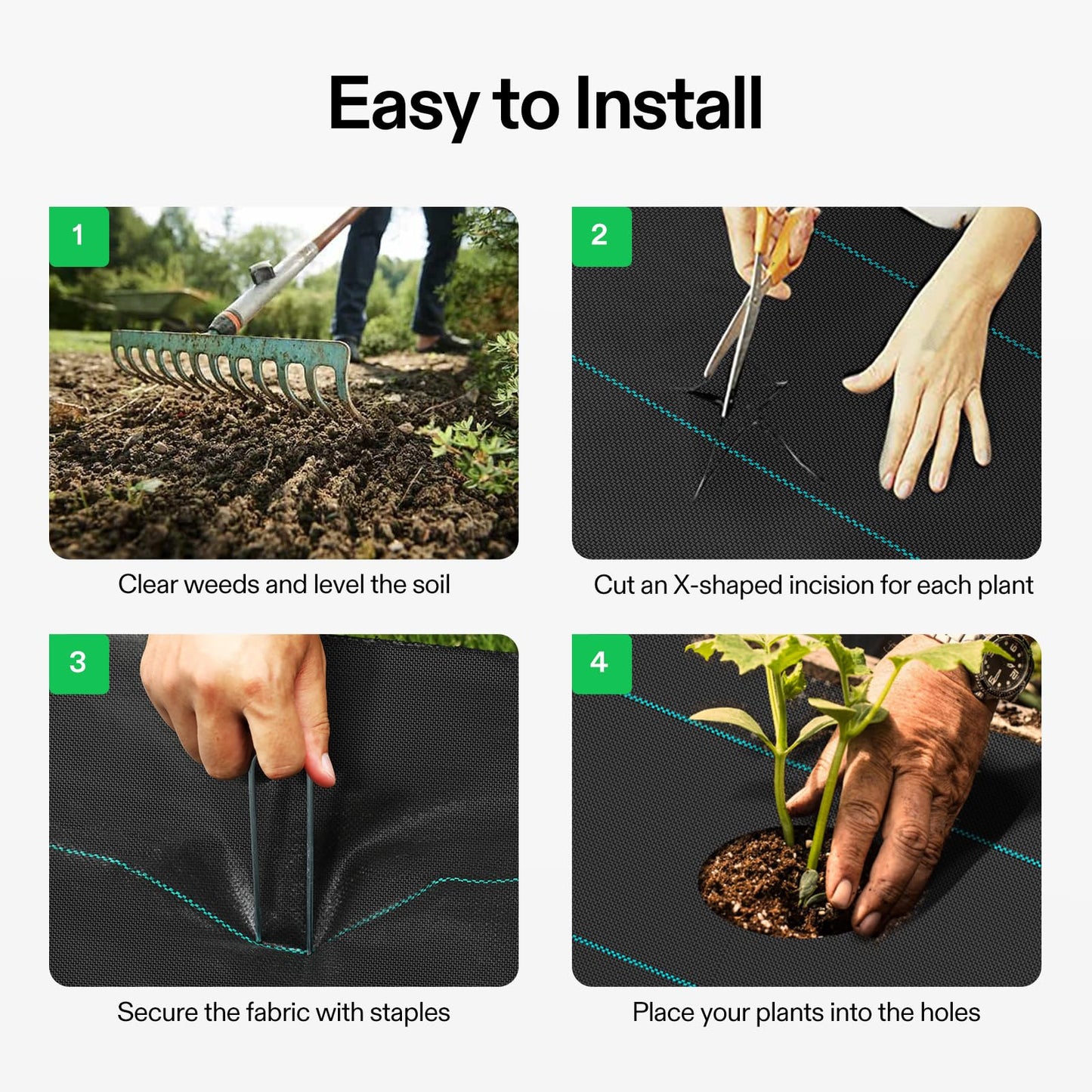 VIVOSUN Premium Weed Barrier Landscape Fabric Heavy Duty, 3ftx250ft 5oz Double-Layered Weed Control Mat with High Permeability, Commercial Ground Cover, Easy Set up & Superior Weed Control