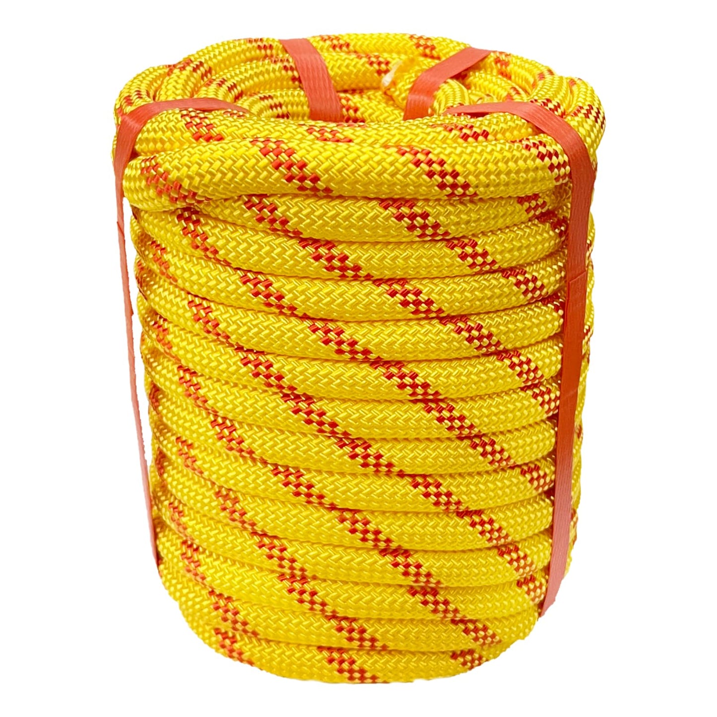 Ezjsdltech 1/2 in x 50 ft Polyester Arborist Rigging Rope, Yellow Braided Tree Climbing Rope 48 Strands for Farm Work and Swinging