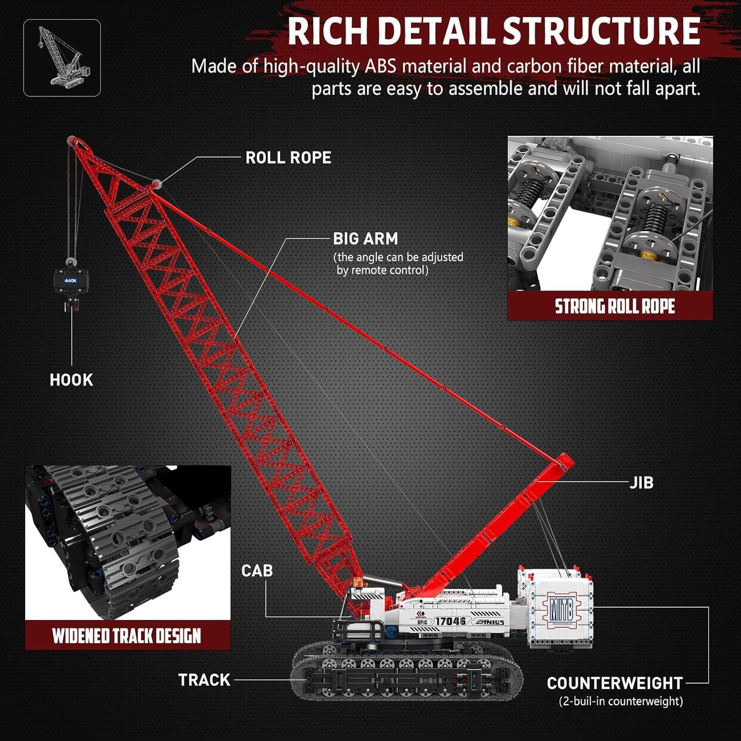 Mould King 17046 Crawer Crane LR16000 Building Block Kits, MOC Mobile Crane Heavy-Duty Cranes Model Sets to Build, APP Control Large Engineering Vehicles, Collectible Set for Adults (4494+ Pieces)