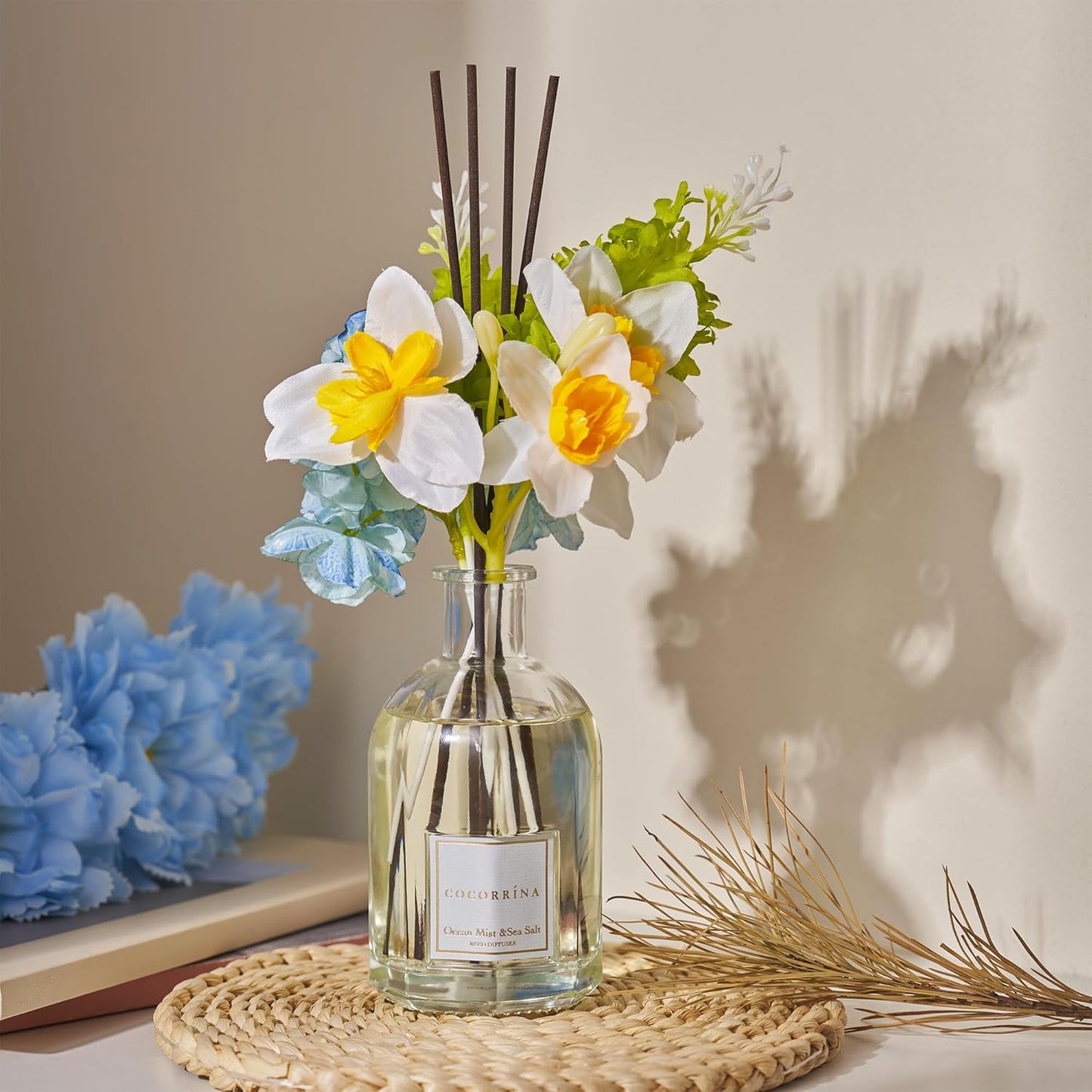 COCORRÍNA Reed Diffuser - Ocean Mist & Sea Salt | 8.5 Fl. Oz. Botanical Flower Home Decor