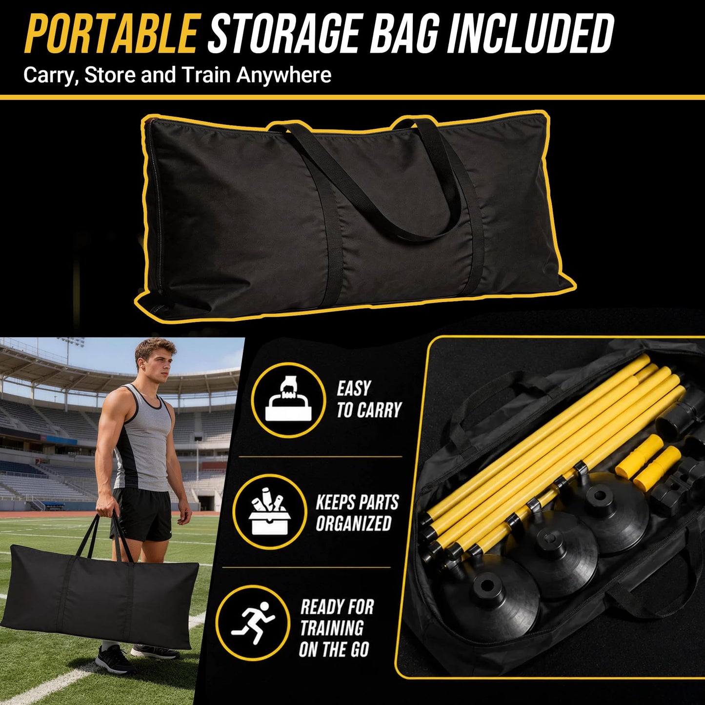 Neoaider 2-in-1 Adjustable Agility Hurdles, 6 Set Hurdles Training Equipment with Heavy-Duty Rubber Bases & Portable Storage Bag, Perfect for Track, Soccer, Plyometric, Fitness & Dog Agility