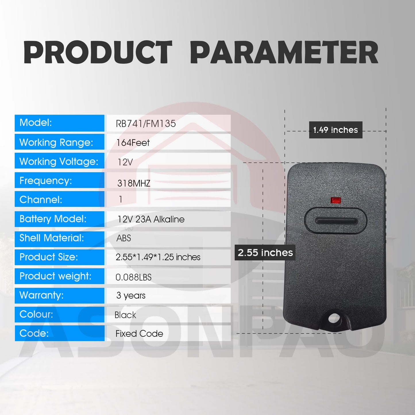4 for Mighty Mule GTO Gate Opener Remote FM135 MMT103 RB741【3 Year Warranty】
