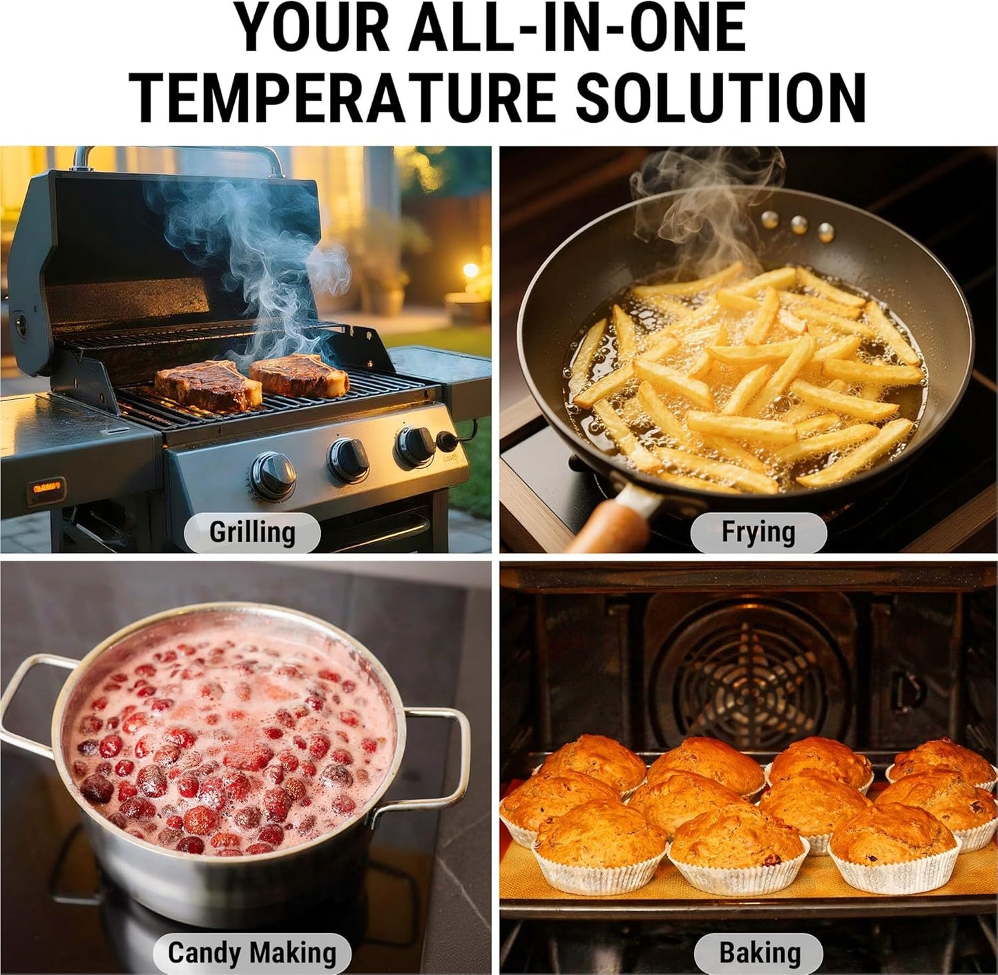 TempPro Instant Read Meat Thermometer - 0.5 Sec Read Time, 180° Rotating Display, IP67 Waterproof for BBQ & Grilling