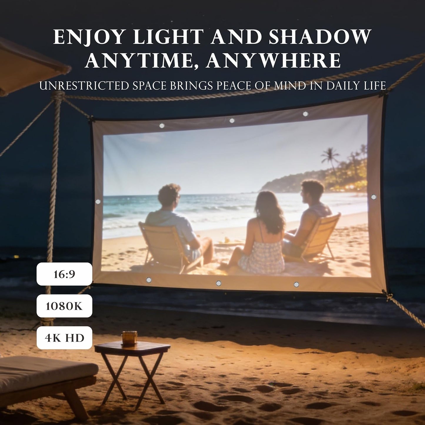 SOHIAVY 120 inch 16:9 Projector Screen Foldable Anti-Crease Portable Projector Movies Screens for Home Theater Outdoor