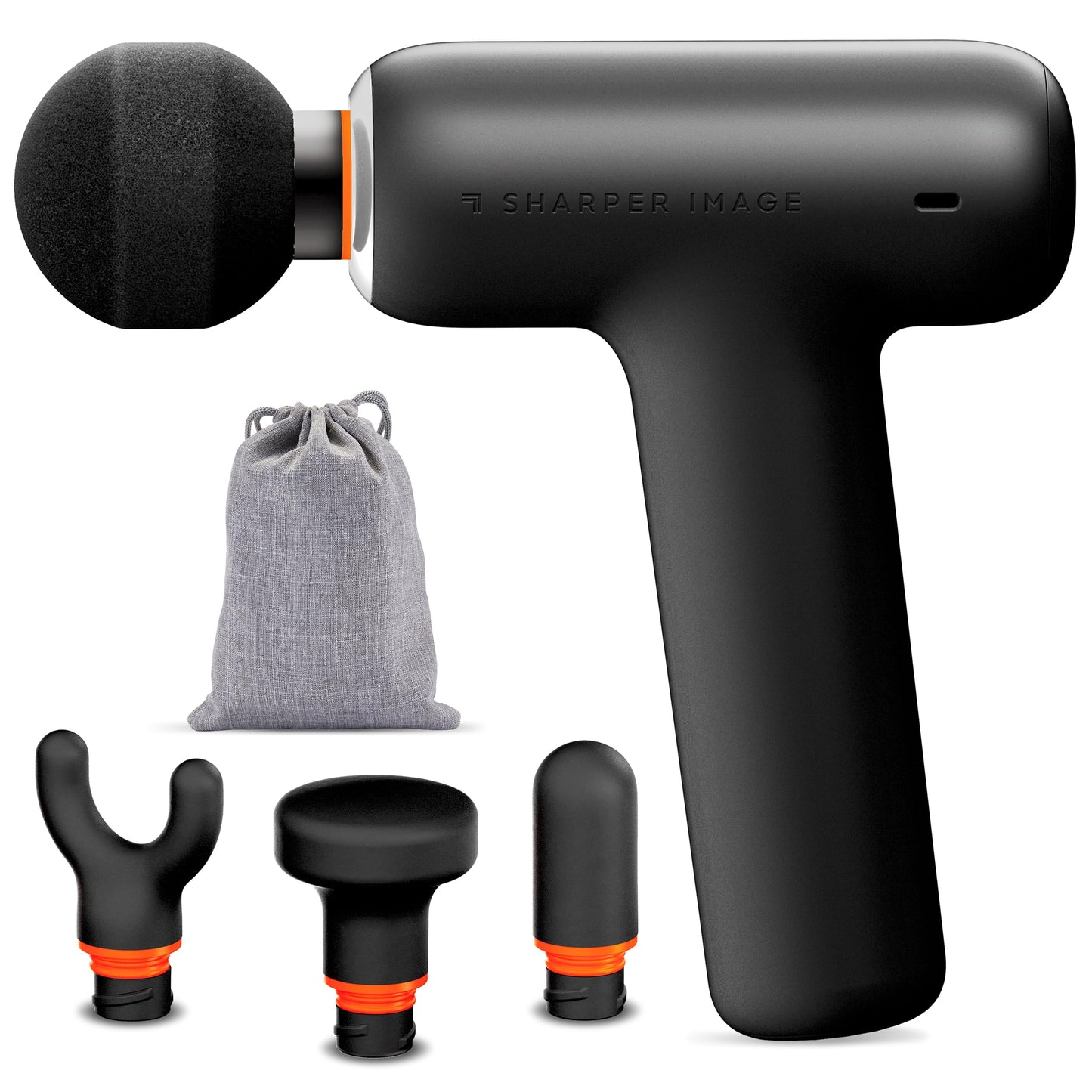 Sharper Image PowerBoost Core Mini Massage Gun [2026 Version] Deep Tissue Percussion Massager with 6 Speeds for Back & Full Body Muscle Pain Relief, Portable with 4 Attachments & Carry Pouch