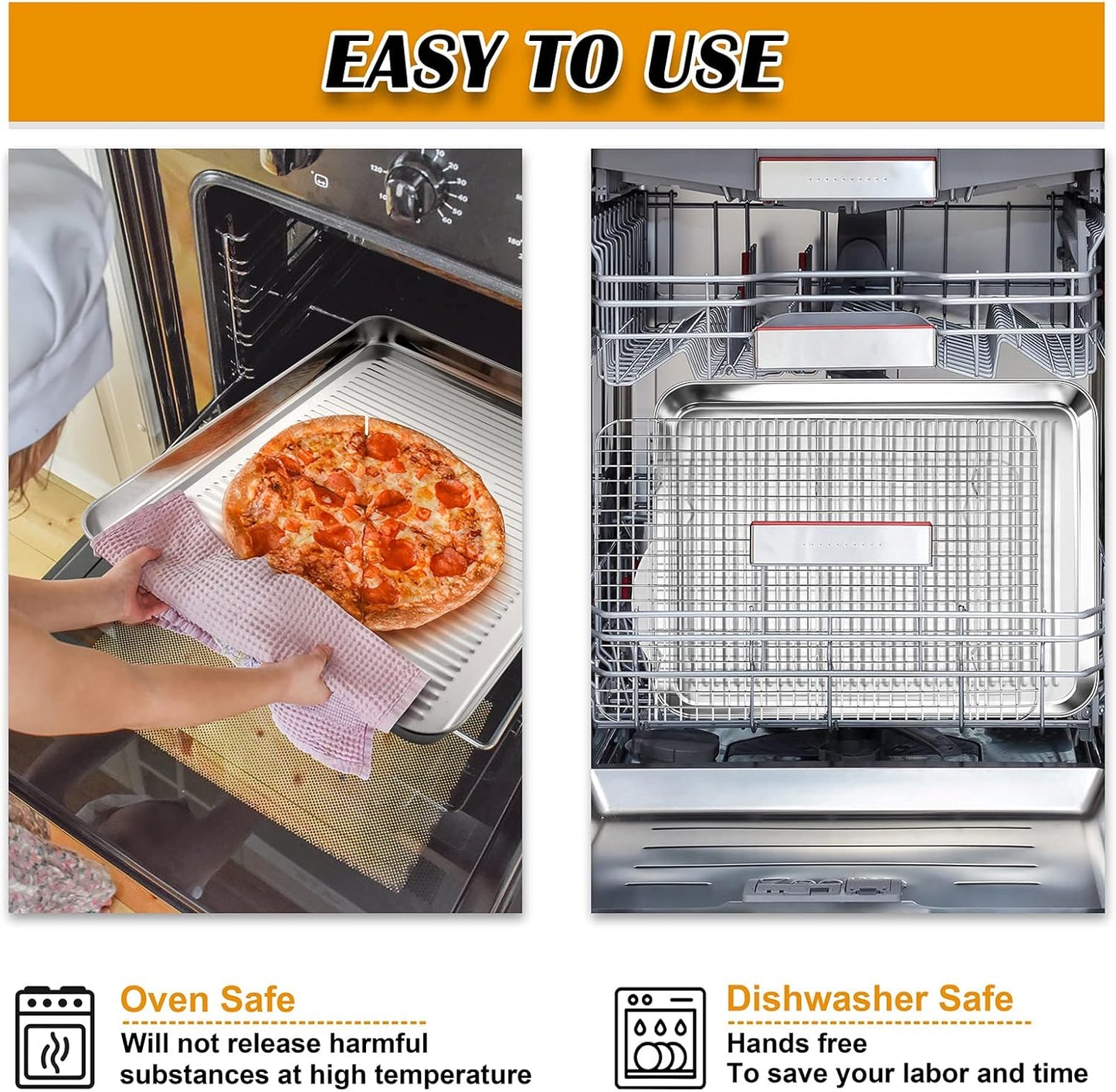 P&P CHEF Stainless Steel Baking Oven Pan - Versatile Cookie & Bacon Tray with Wire Rack | 17.5 x 13 x 1 Inch