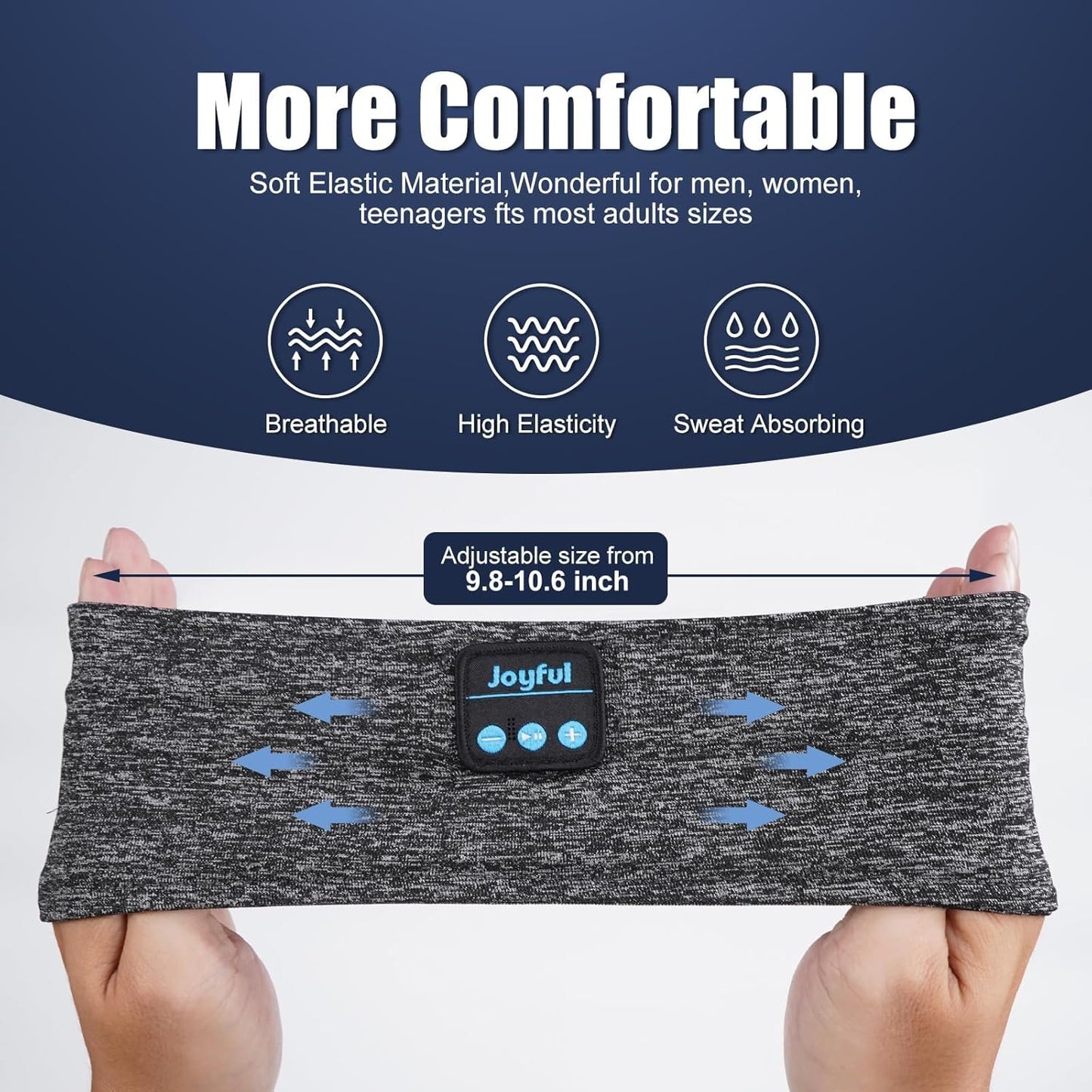 5.3 Sleep Headphones Bluetooth Headband, Sports Wireless Earphones Sweat Resistant Earbuds with Ultra-Thin HD Stereo