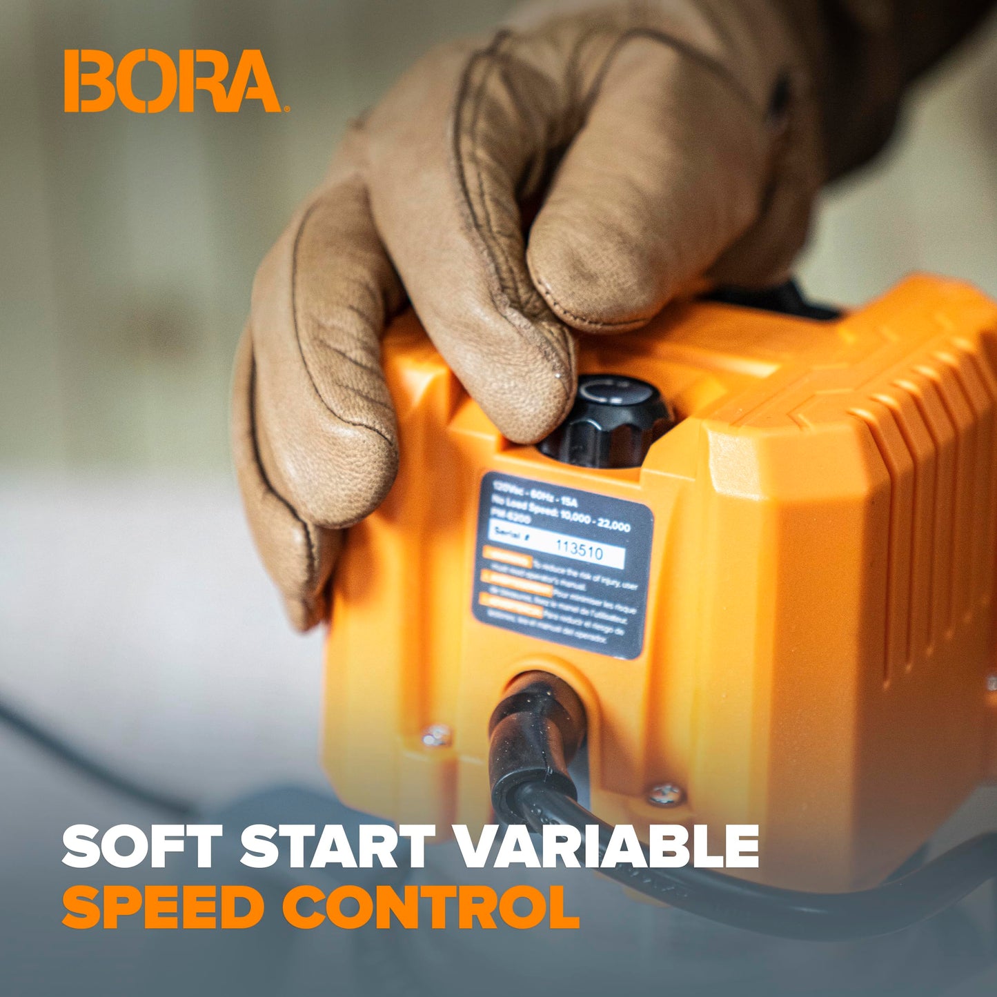 BORA 3.25HP Soft-Start Variable Speed Fixed Base Router Motor 10,000-22,000 RPM - PM-6250