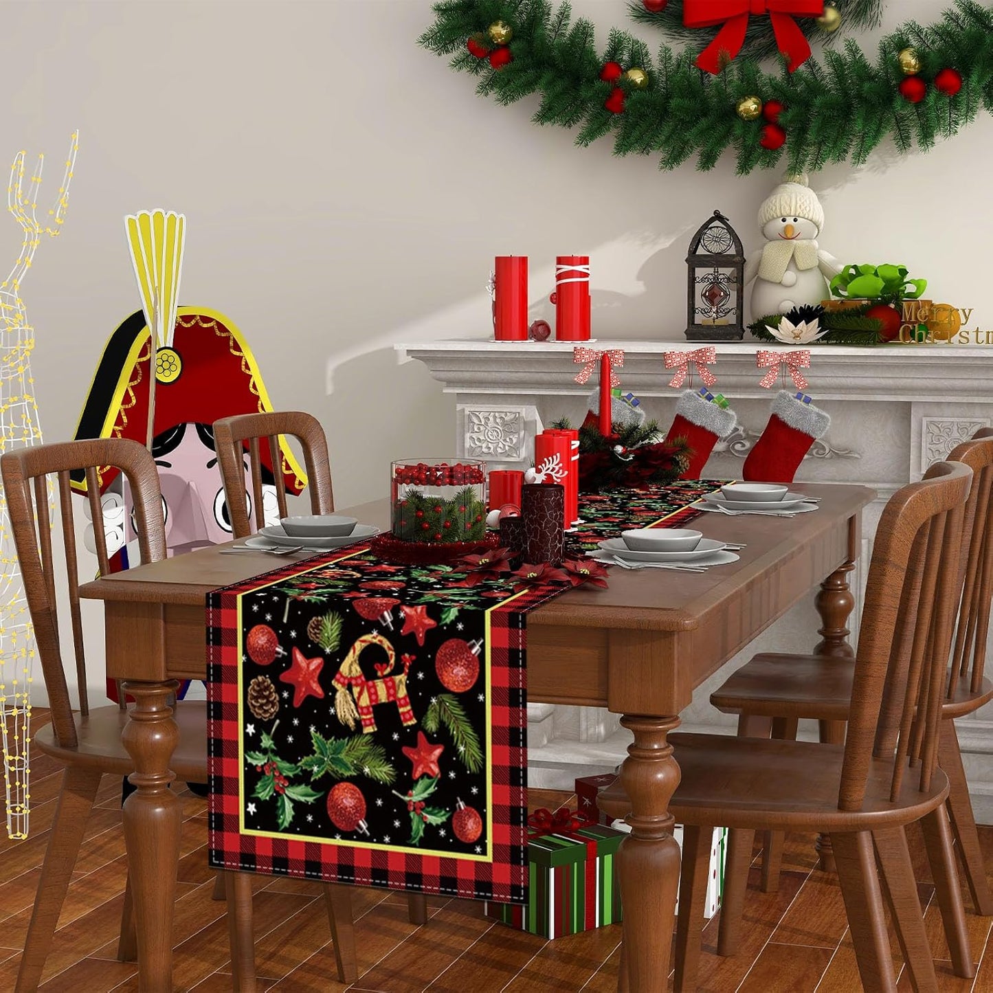Yule Table Runner by Scandinavian Designs - Festive Pagan Christmas Decor | 13x72'' Mistletoe Design