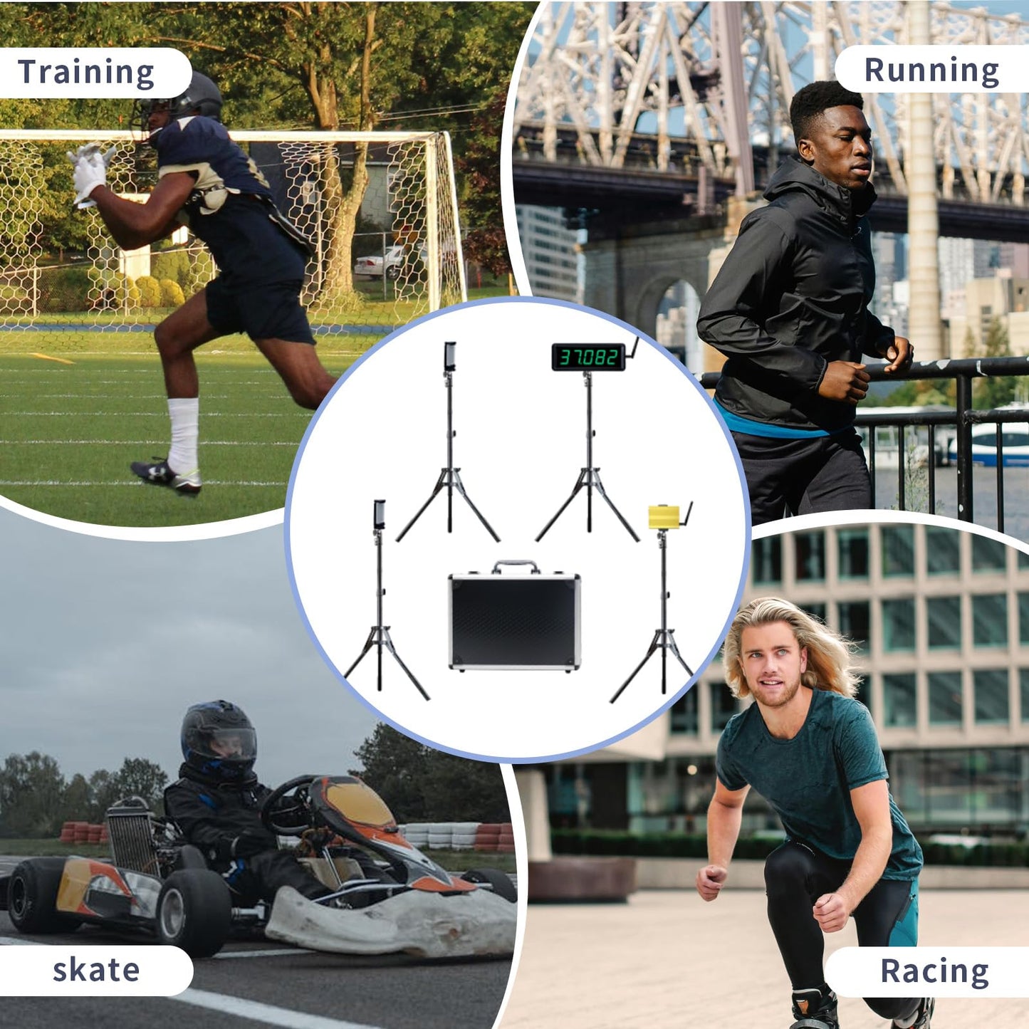 Wireless Laser Timer for Sprints with High Tripod & Battery Powered,Track Timer System for Race Clock,Sprint Timing System for 40 60 Track Yard Dash,Electronic Stopwatch for Speed Training