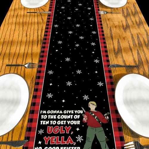 Home Alone Table Runner - Funny Christmas Kitchen Decor | Winter Holiday Party Decoration