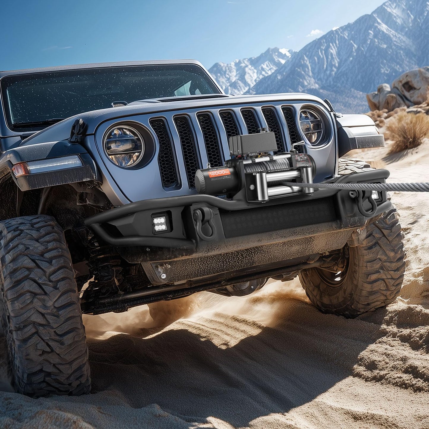 VEVOR Truck Winch 12000lbs Electric Winch 85ft/26m Steel Cable 12V Power Winch Jeep Winch with Wireless Remote Control and Powerful Motor for UTV ATV & Jeep Truck and Wrangler in Car Lift