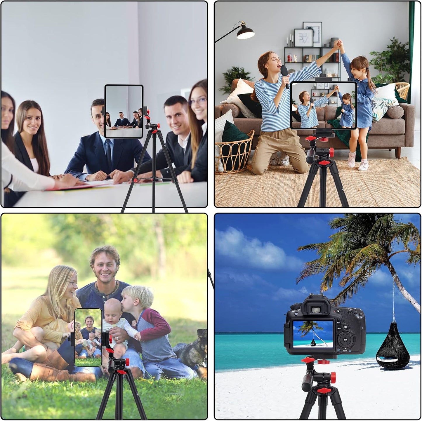 teefeet 53 inch Tablet Tripod Aluminum Tablet & Phone Tripod for iPad Pro/iPhone, Lightweight Travel Stand