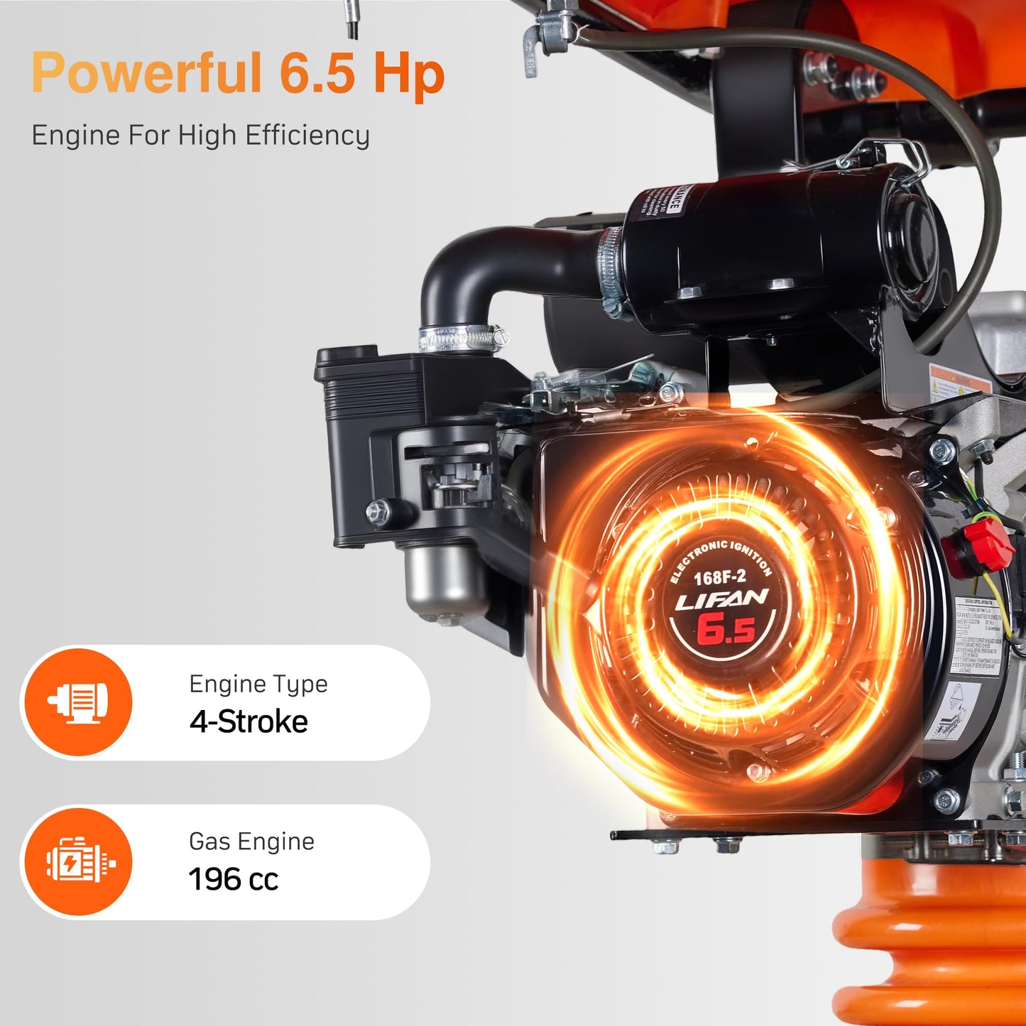 Powerhive Jumping Jack Compactor 6.5 HP 196cc 4 Stroke Gas Engine 2700 lbs Impact Force for Soil, Gravel, Footings, Concrete Slabs, and Foundations
