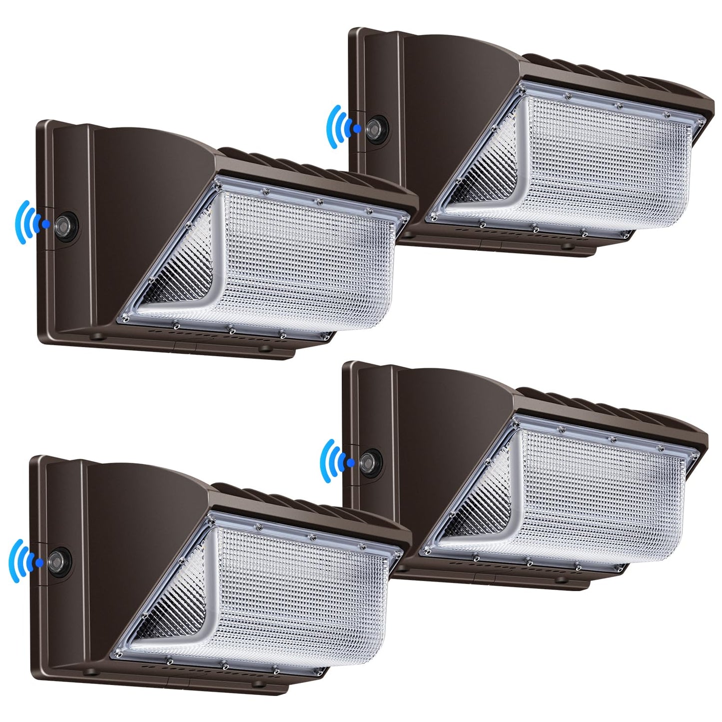 Juyace 4-Pack 150W LED Wall Pack Light, Dusk to Dawn Sensor, 5000K IP65 Outdoor Security Flood Light, Commercial Wall Mount Fixture for Building Exterior, Garage, Parking Lot