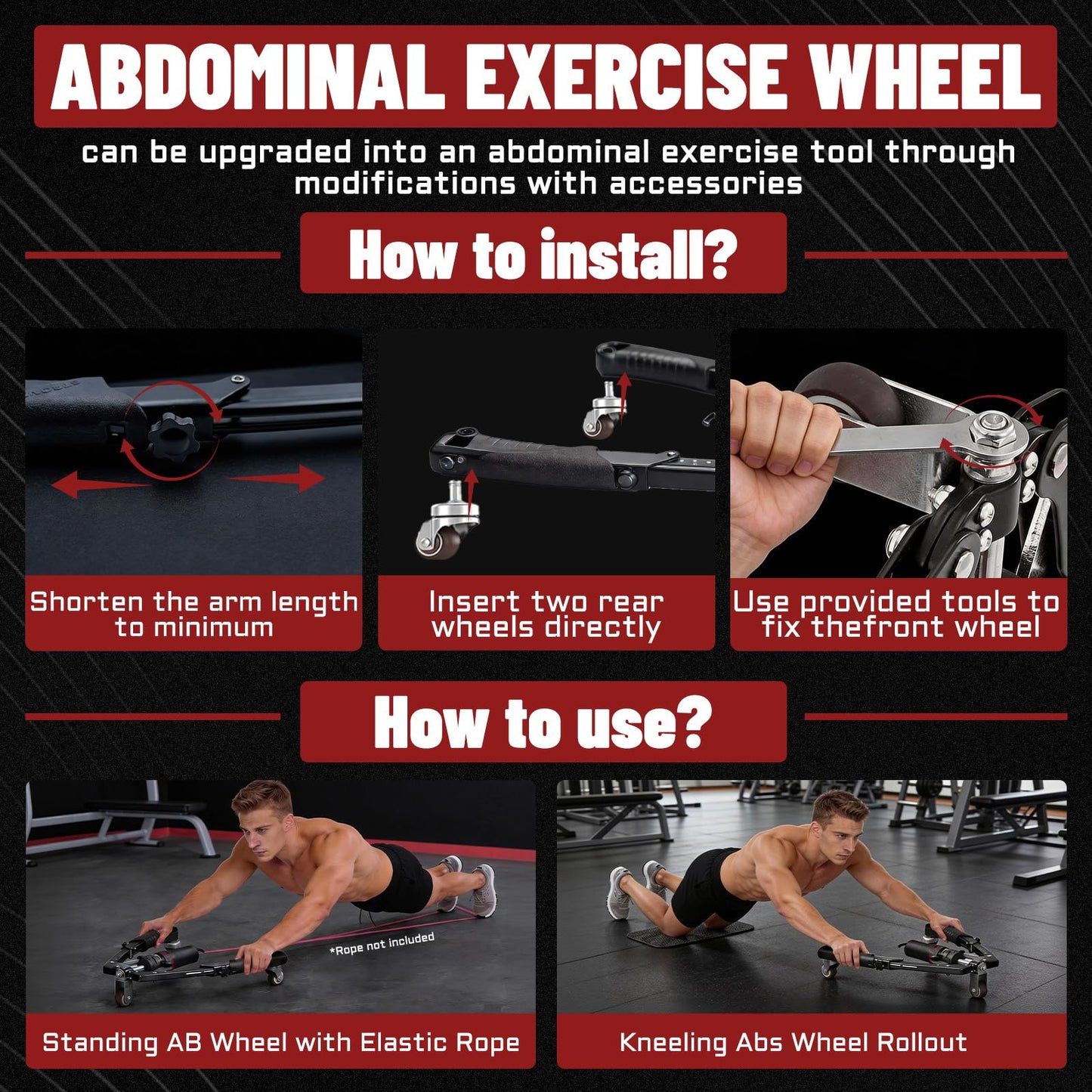 Hydraulic Twister Arm Trainer & Ab Roller, 2-in-1 Adjustable Chest Workout Equipment for 22-440lbs Resistance, Full Body Trainer for Men & Women