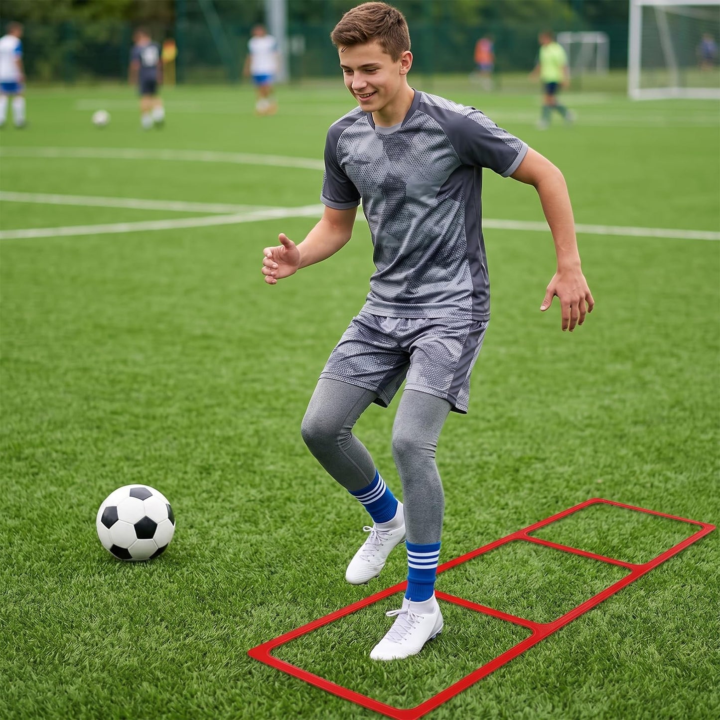 One-Piece Silicone Agile Ladder 1 PC Suitable for Sports & Fitness Step Training Soccer Footwork practice Street Dance Step Training Auxiliary Kit for Various Indoor and Outdoor Floor Areas (Red)