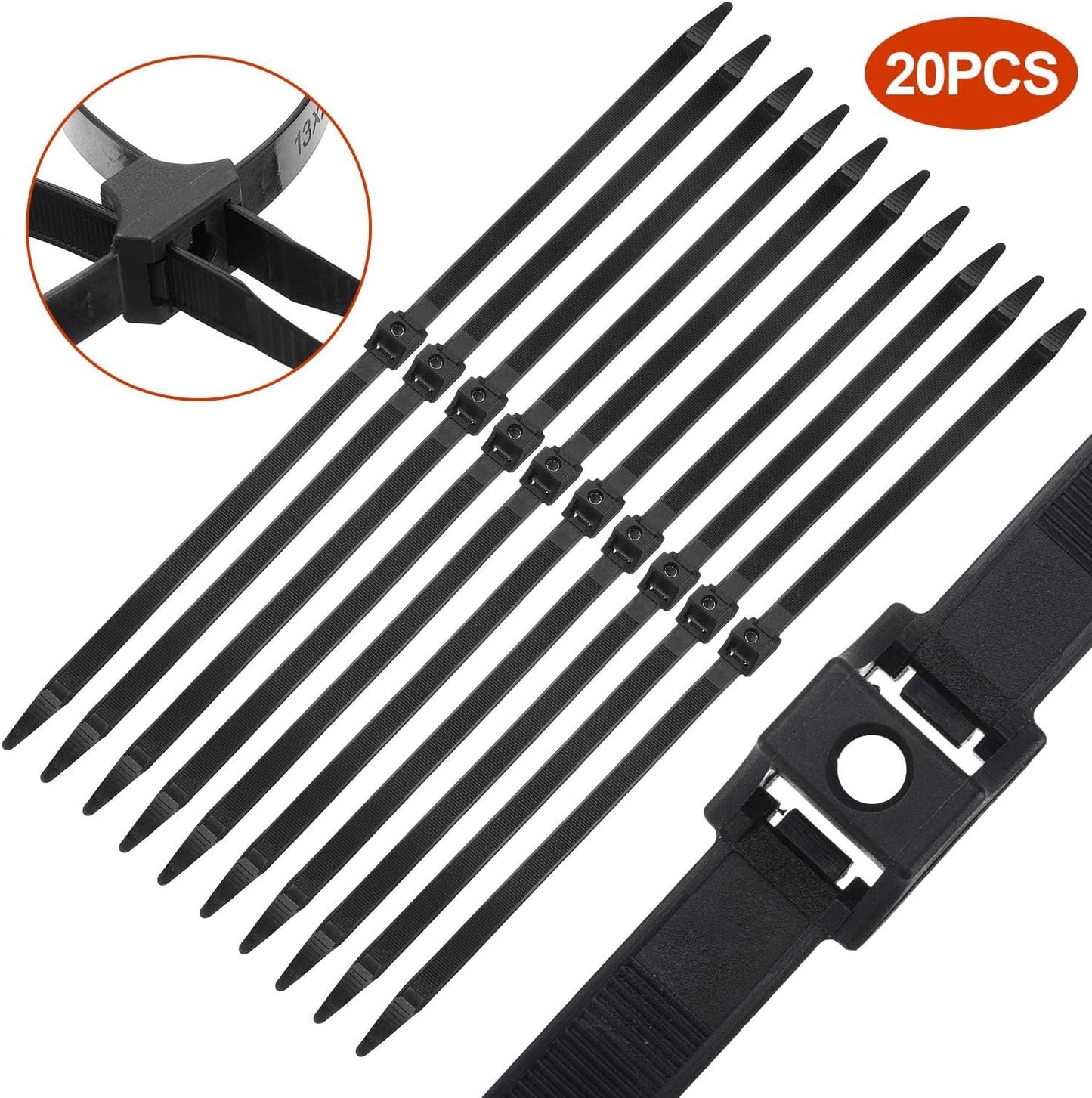 50 (Black,0.5 10 Inch) Boao Pcs Zip Ties Cable Disposable Heavy Duty Tie Double Police Cuffs Flex Plastic Nylon Tie