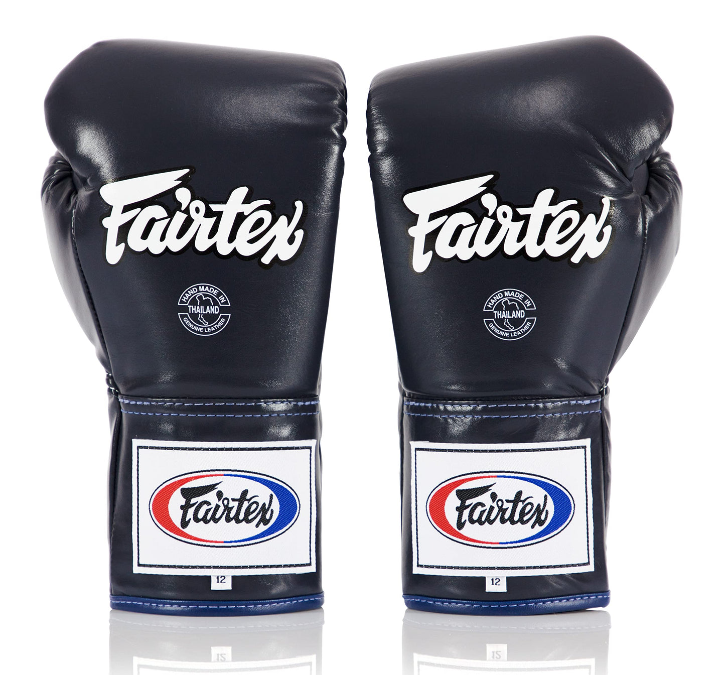 Fairtex BGL6 Handmade Leather Gloves| Optimal fist Closure with a Locked-Thumb Design| Premium Leather |Triple-Layered Foam |Lace-up Closure. Ideal for Boxing, MMA, and Kickboxing.(Blue/10oz)
